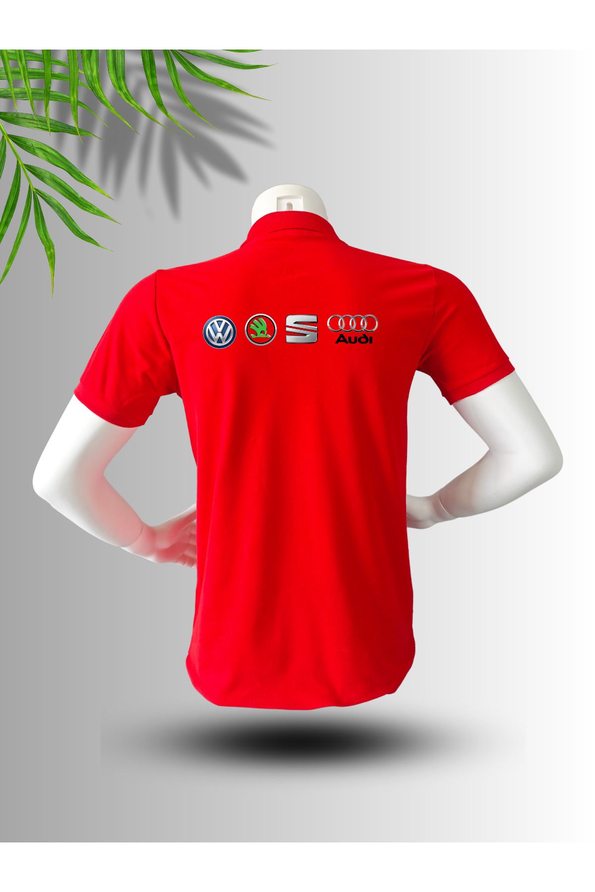 FROOY SEAT SKODA VW AUDİ Logo Baskılı Polo Yaka Pamuklu T-Shirt