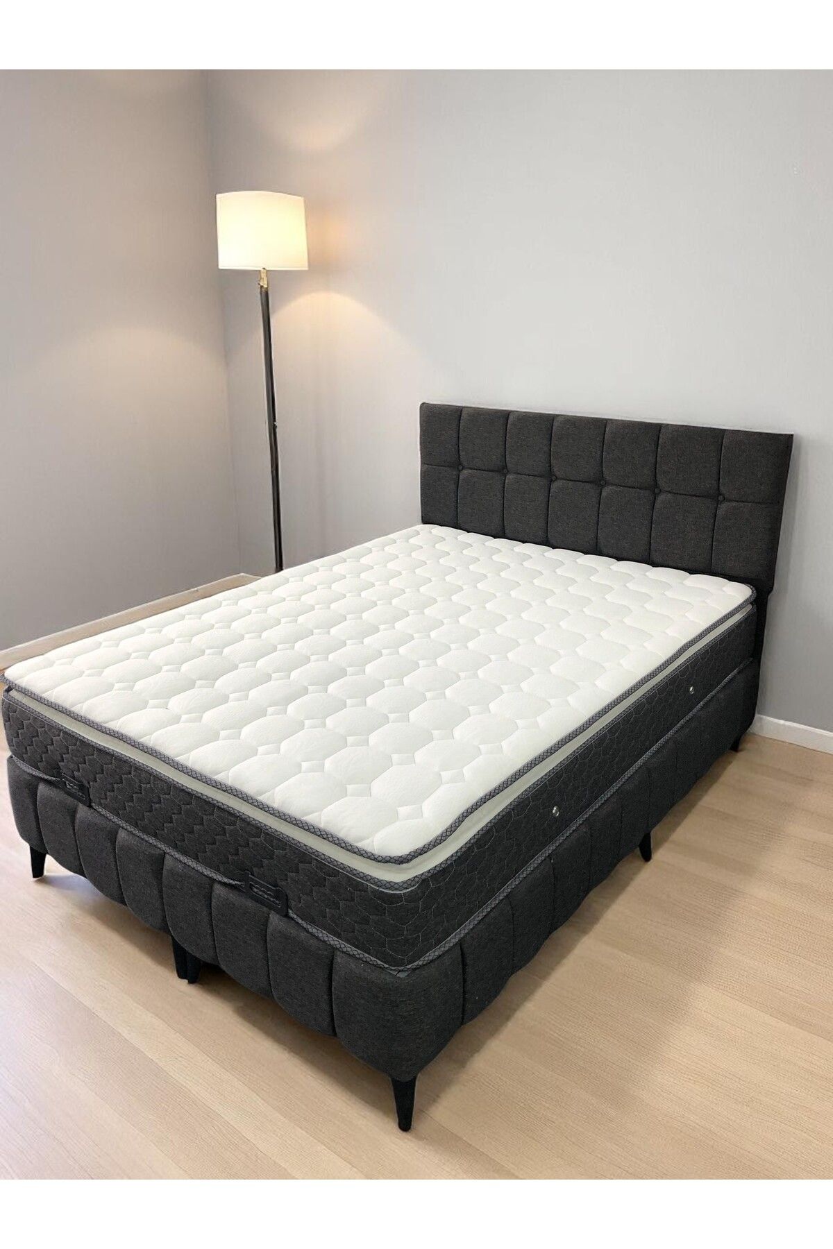Sar Pakete Çift Kişilik Antibakteriyel Full Ortopedik Yataklı Baza Ve Başlık Seti 3 Lü Set 180*200