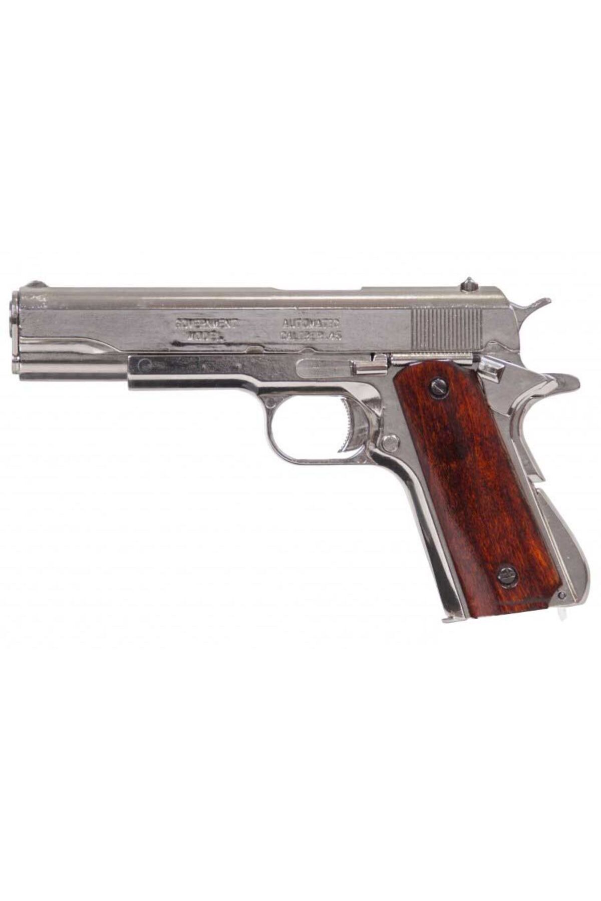 denix M1911 Gümüş renk Kaplamalı Reprodüksiyon Koleksiyon Model Dekoratif Obje