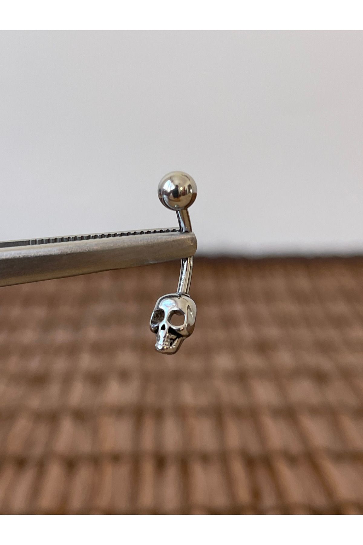 Rupen Kraft 316 L Cerrahi Çelik Anti Alerjik 10 mm Kuru Kafa Model Göbek Piercingi Kuru Kafa Piercing