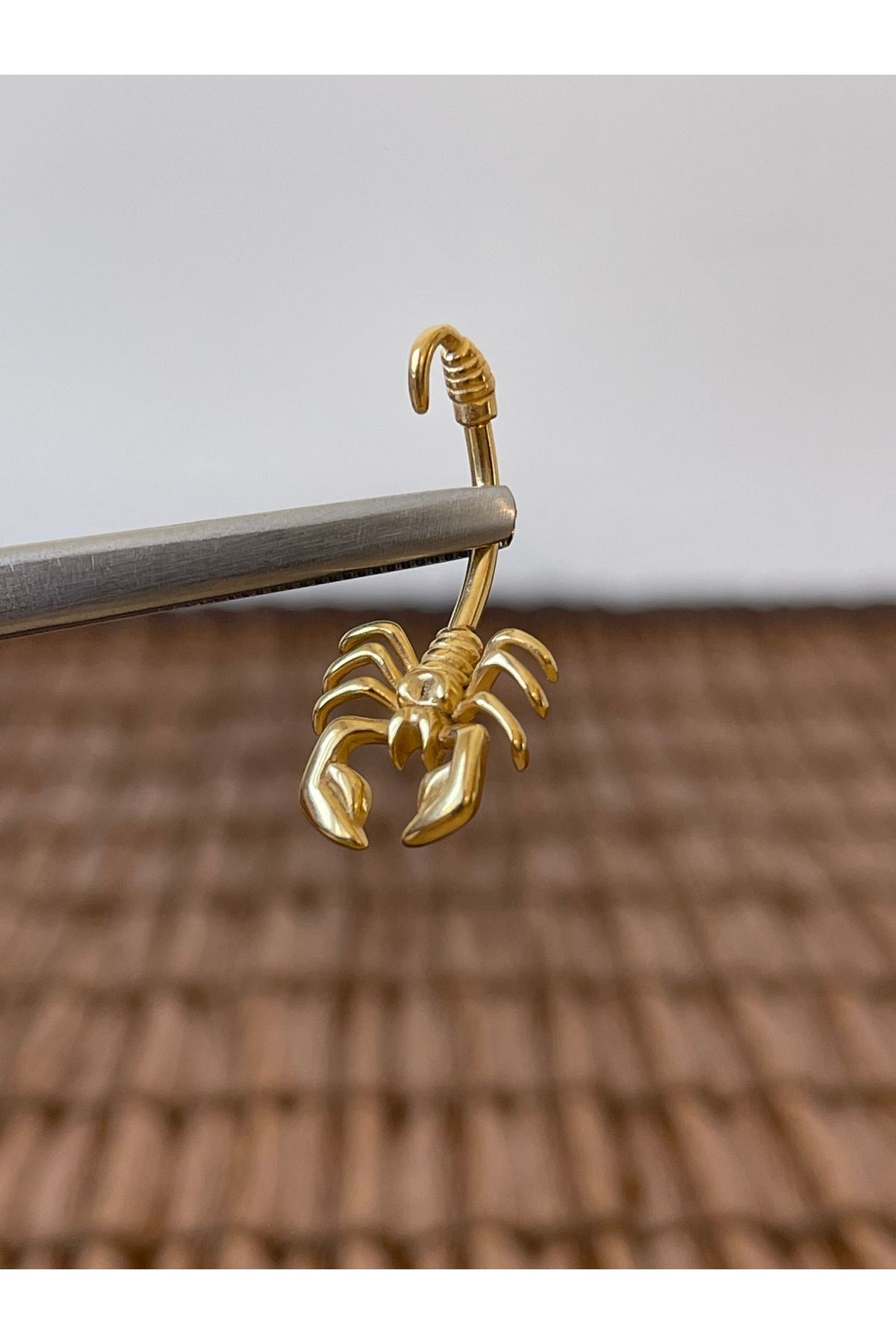 Rupen Kraft 316 L Cerrahi Çelik Anti Alerjik 10 mm Akrep Model Göbek Piercingi Akrep Piercing