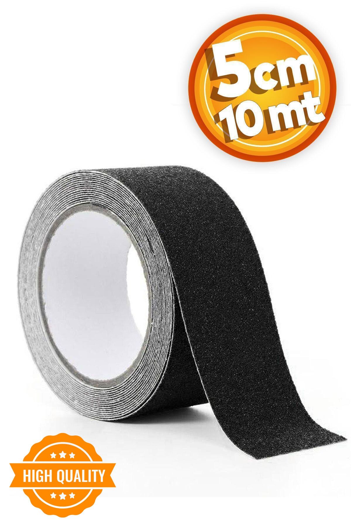 Dünya Magnet 10 Metre Merdiven Zemin Kaydırmaz Bant (5 CM X 10 METRE) Yapışkanlı Kaymaz Bant Siyah