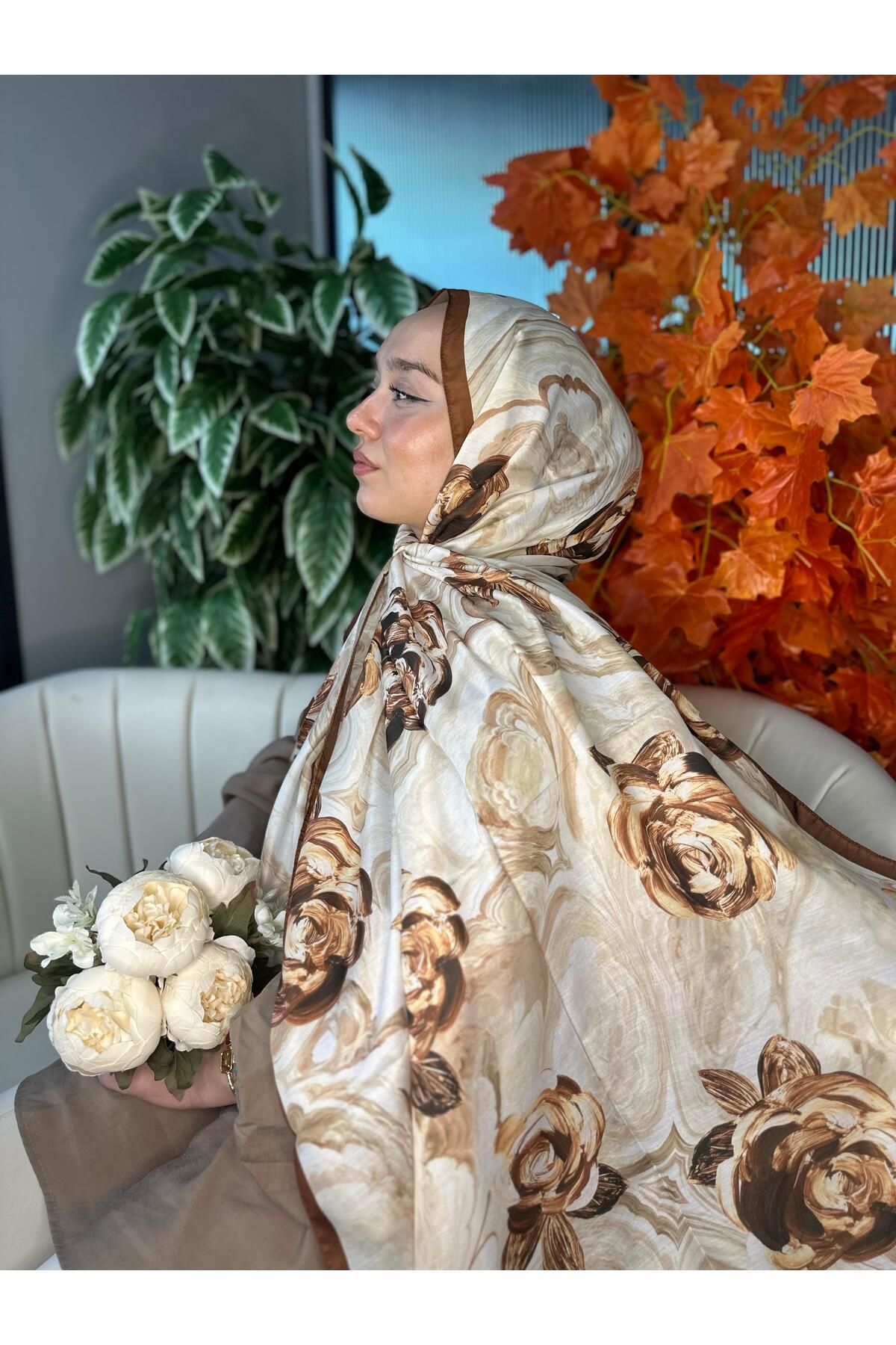 Oxygen Scarfs Summer Rose Desen Pamuk İpek Şal-12000