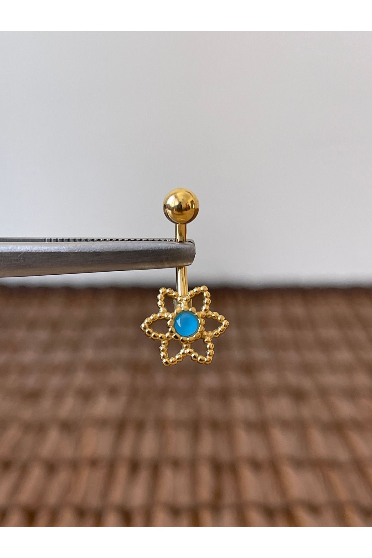 Rupen Kraft 316 L Cerrahi Çelik Anti Alerjik 10 mm 6 Yapraklı Çiçek Model Göbek Piercingi