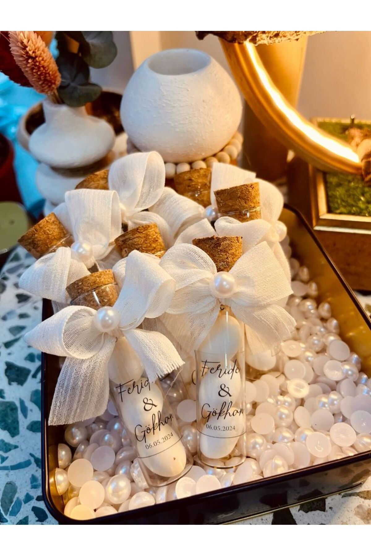 chicore Nikah Şekeri Tüp İçinde Kurdele süslemeli 25li
