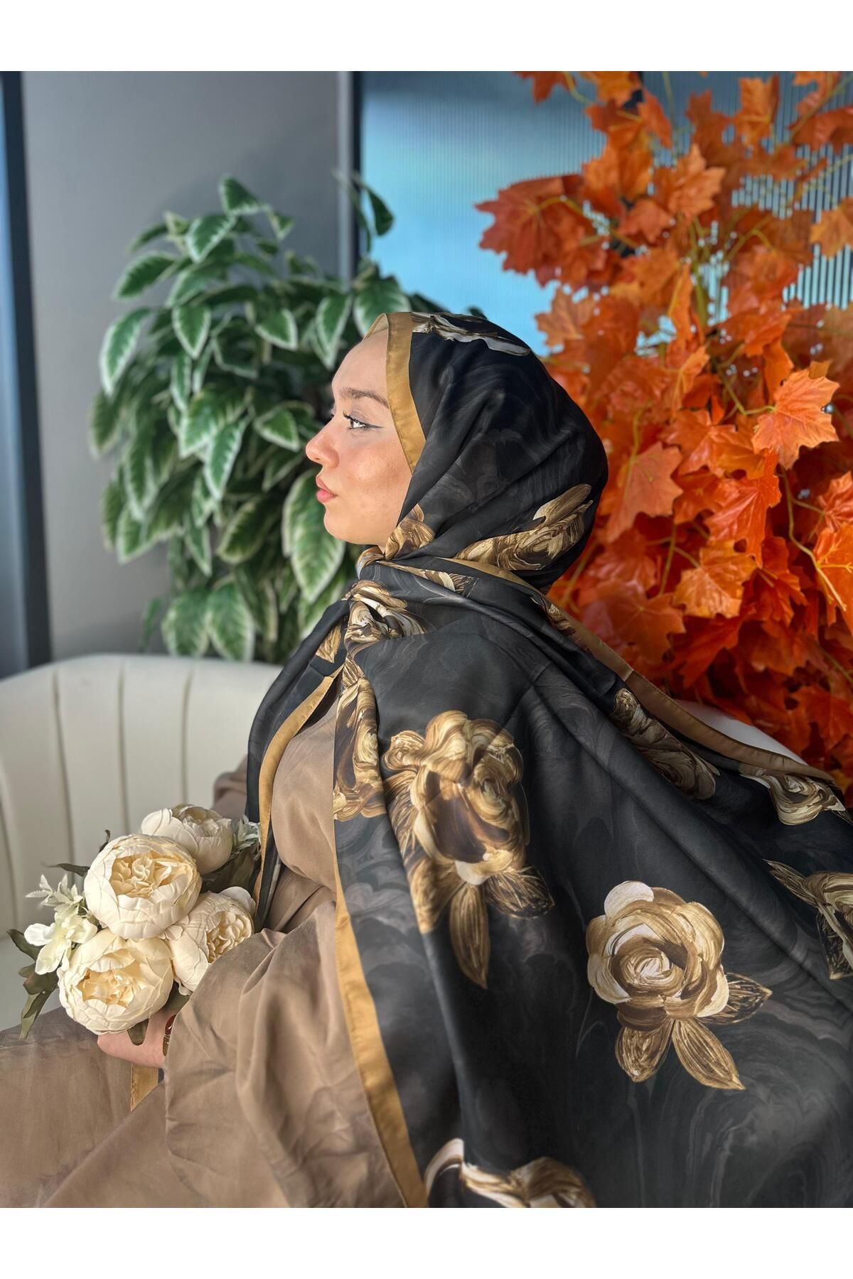 Oxygen Scarfs Summer Rose Desen Pamuk İpek Şal-12000