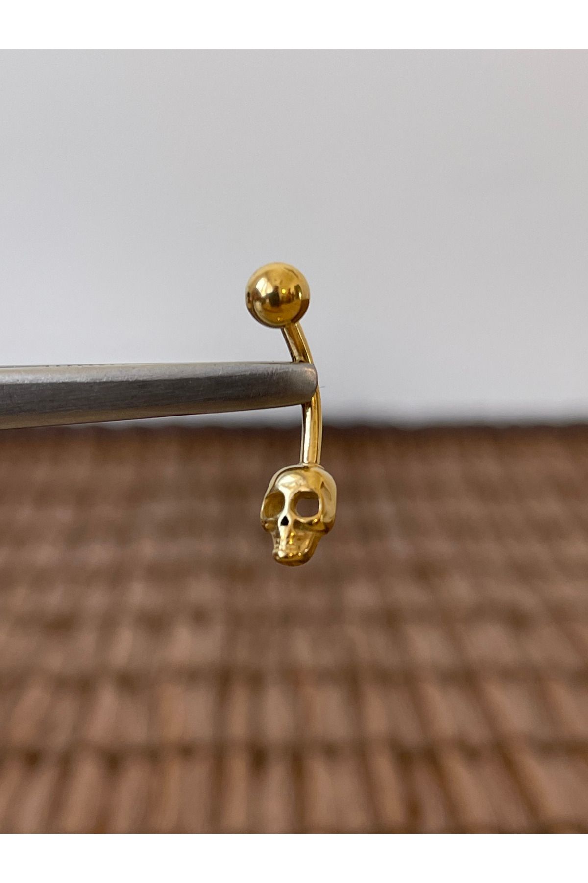Rupen Kraft 316 L Cerrahi Çelik Anti Alerjik 10 mm Kuru Kafa Model Göbek Piercingi Kuru Kafa Piercing