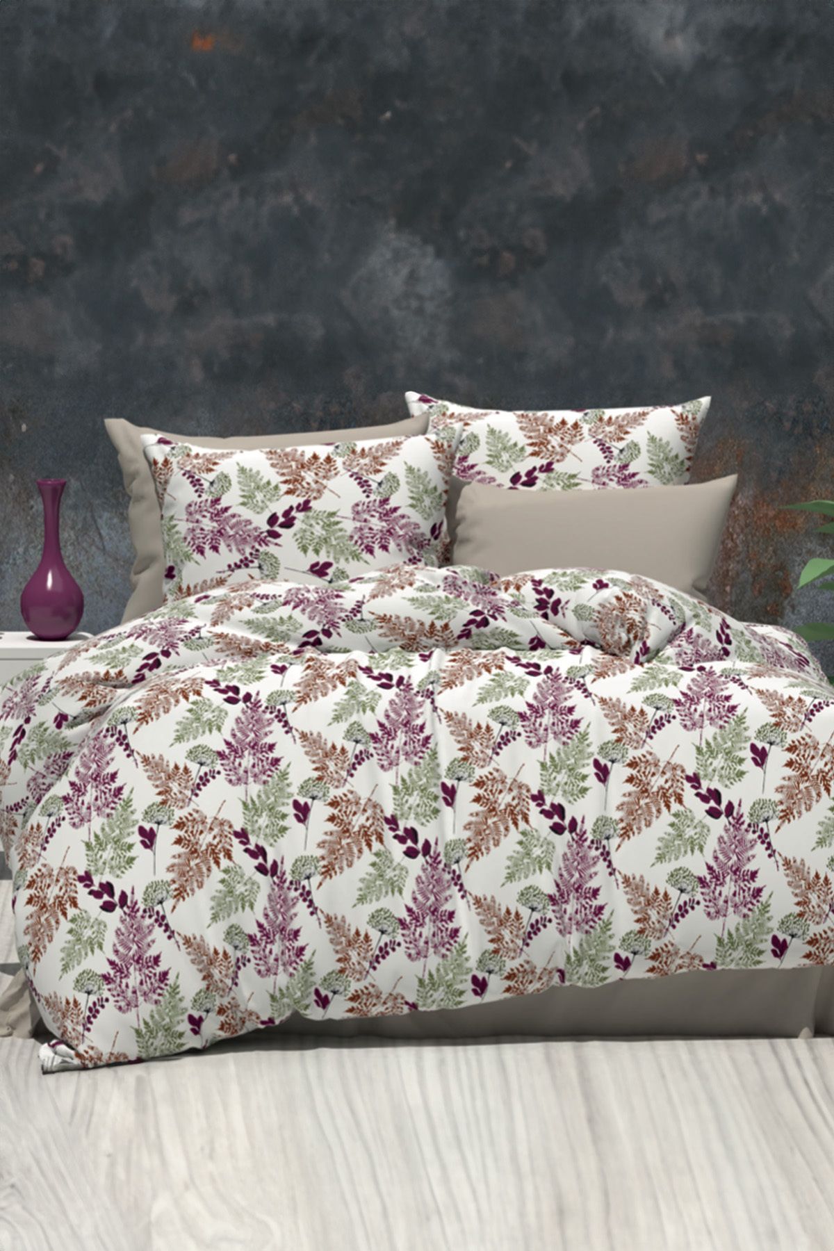 Mariva home Yaprak Desen Çift Kişilik Nevresim Seti