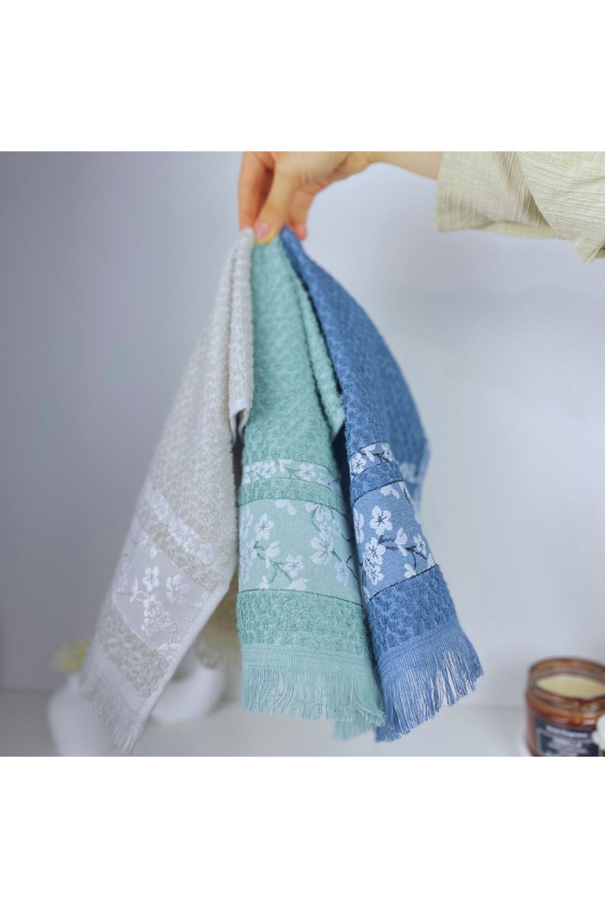 PUDRAM 3'LÜ SET PREMIUM MUTFAK HAVLUSU 30 X 50 YÜKSEK EMİCİLİ %100 PAMUK JAKARLI - PÜSKÜLLÜ