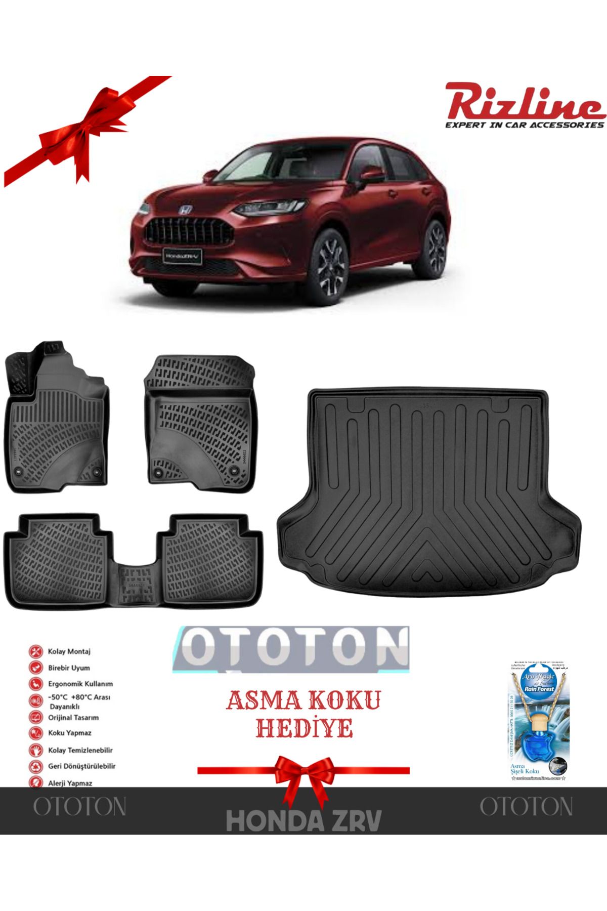Rizline HONDA ZR-V 2022-2023-2024-2025 3D PASPAS VE BAGAJ HAVUZU (KOKU HEDİYE)