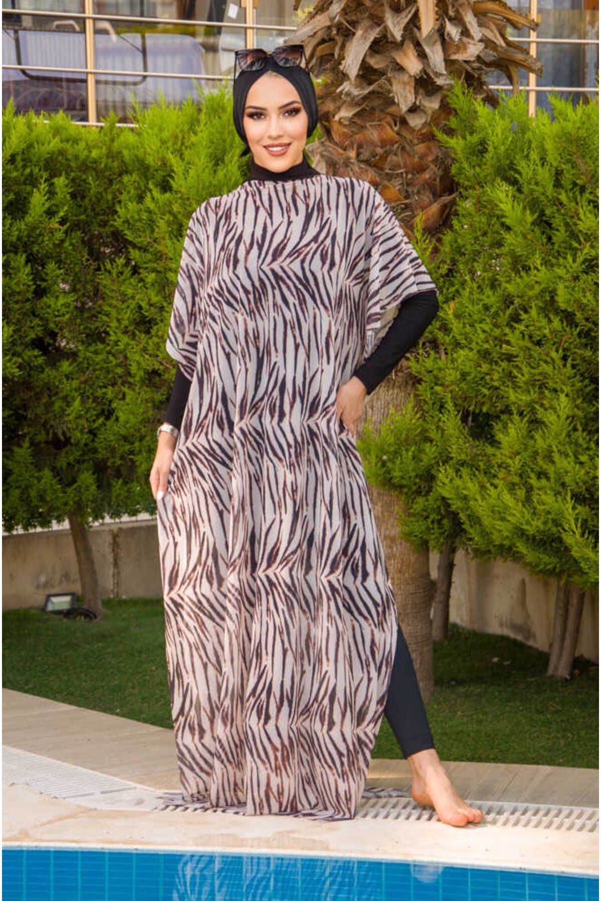 Aişe tesettür Siyah Zebra Tesettür Pareo