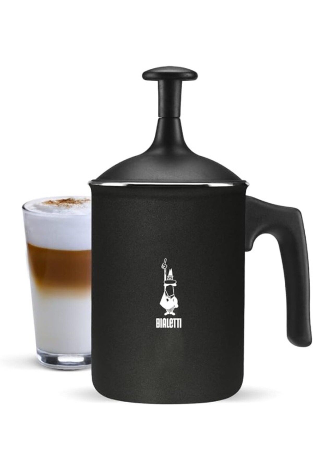 ShopZum Bialetti Tutto Crema Süt Köpürtücü 3 Fincan, Çift Süzgeçli, Sağlam Süt Köpüğü Için, 0,5 L, Siyah