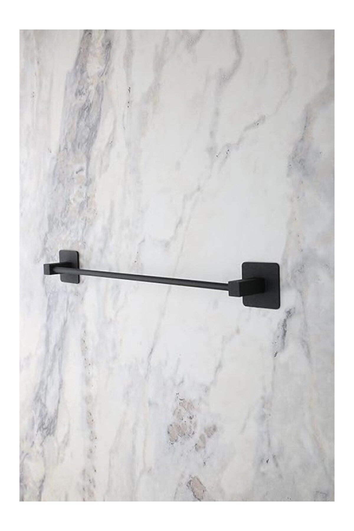 ShopZum Alper Banyo Yapışkanlı Siyah Kare Uzun Havluluk Havlu Askısı