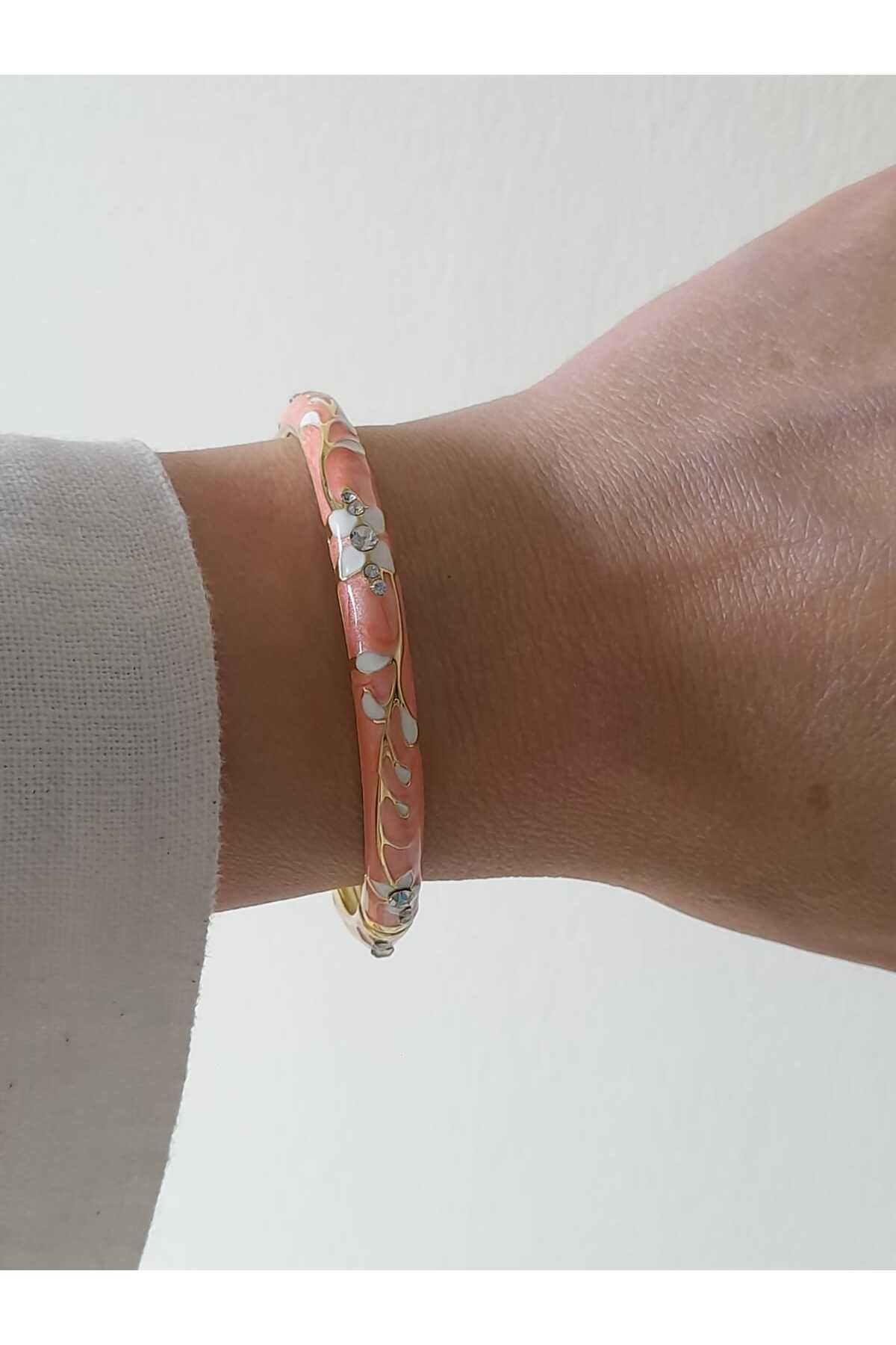 Bubbleatelier Pembe mineli kelepçe