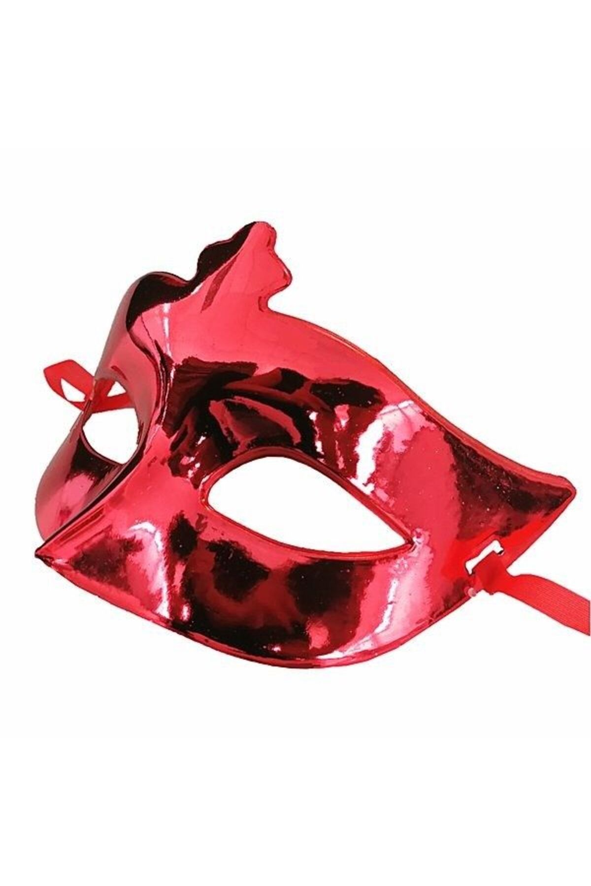 Kanonik Education Kırmızı Renk Kostüm Partisi Ekstra Parlak Balo Maskesi 15x10 cm