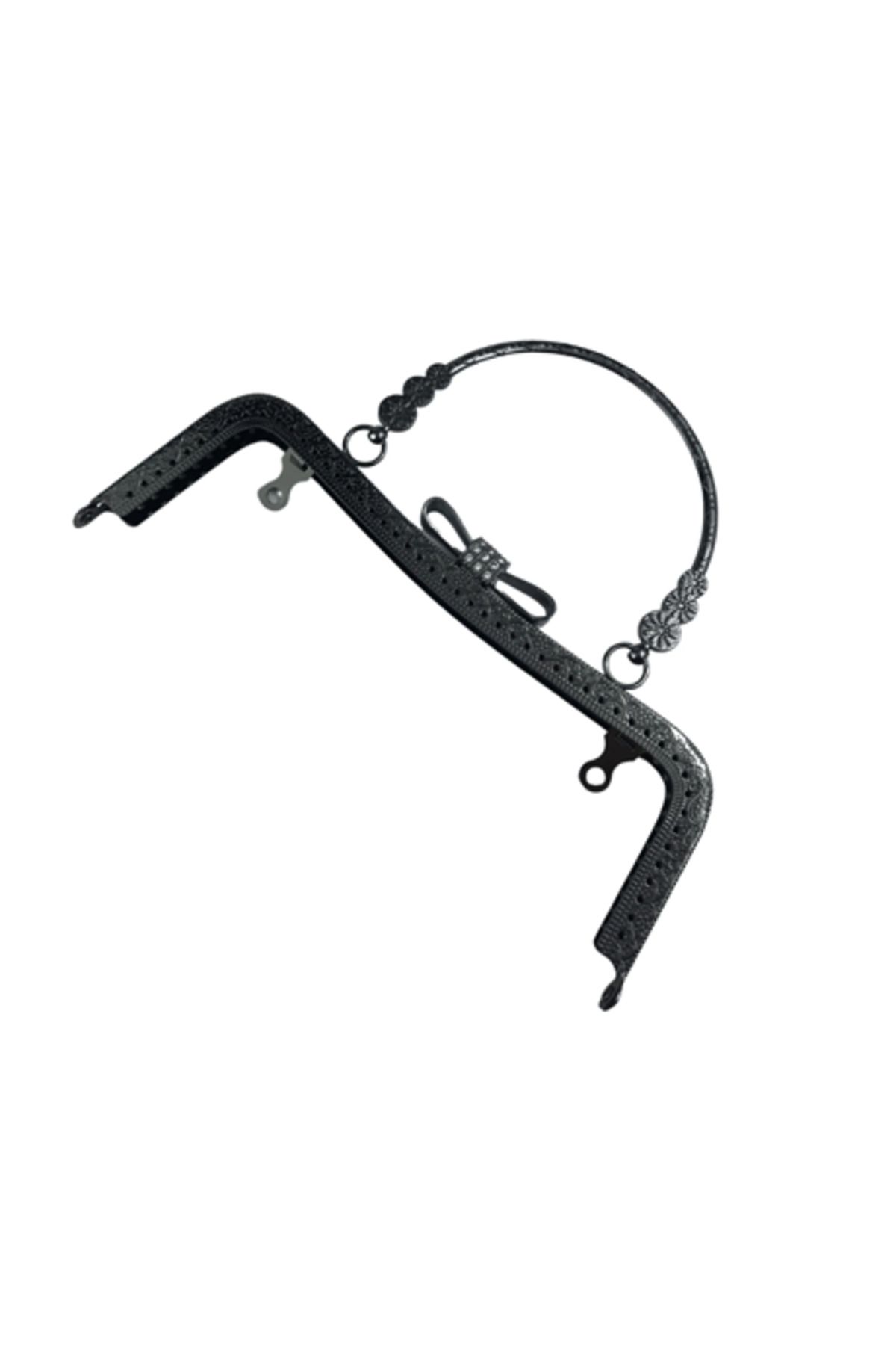 ÇANTA Fiyonklu Taşlı Saplı Metal Çanta Bursu 20 cm - El Çantası Klipsi Aksesuarı