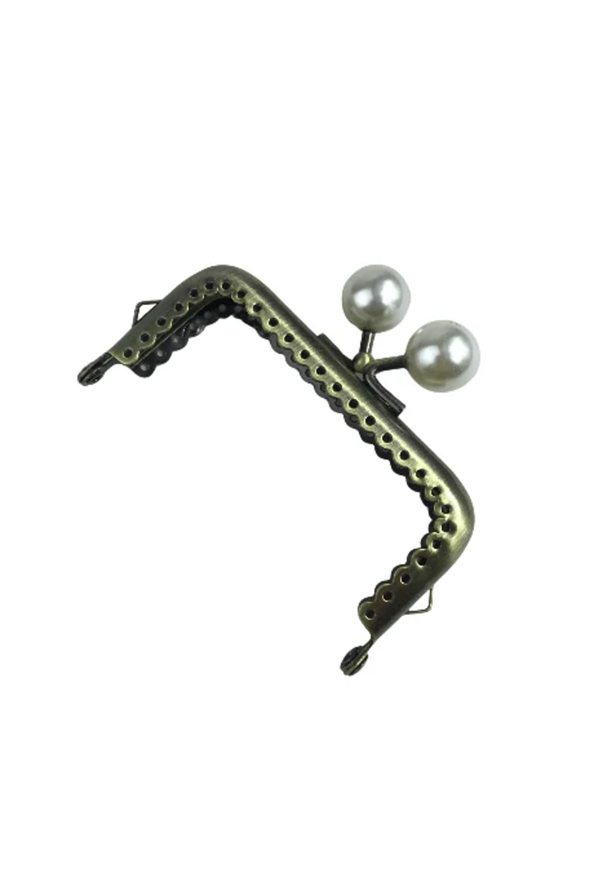 ÇANTA İncili Metal Cüzdan Bursu Kavisli (8 cm / 10 cm) - Cüzdan Klipsi Aksesuarı