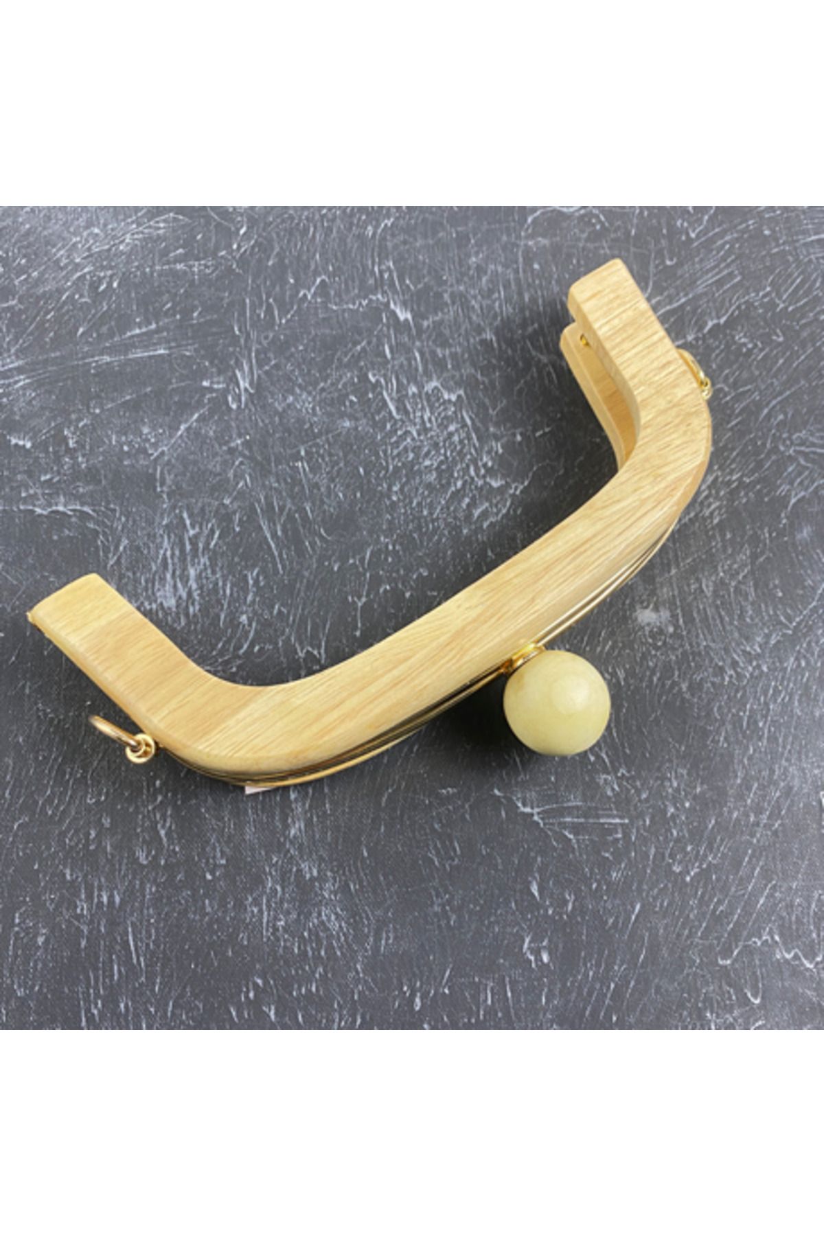 ÇANTA Ahşap Boncuklu Çanta Bursu 20 cm (Kavisli) - Çanta Sapı Aksesuarı