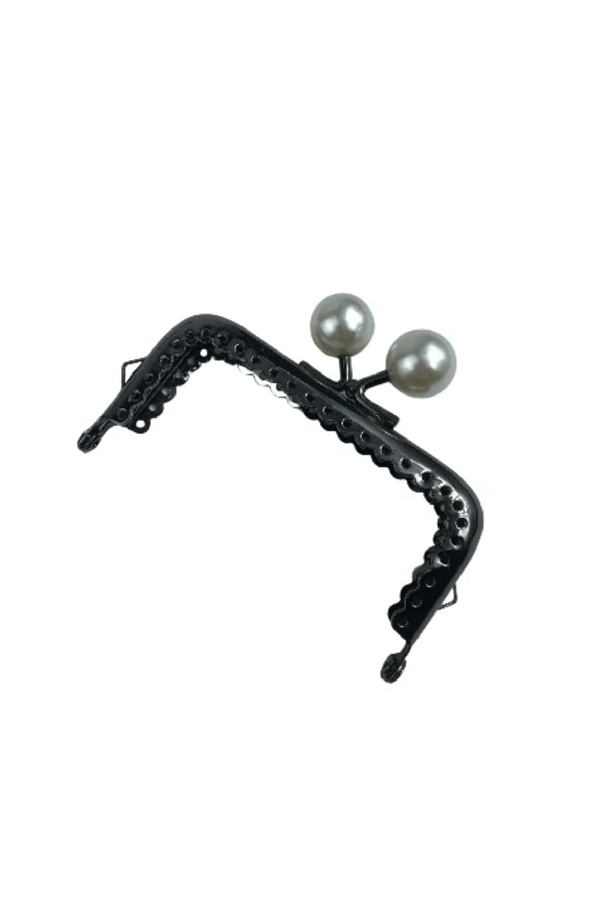 ÇANTA İncili Metal Cüzdan Bursu Kavisli (8 cm / 10 cm) - Cüzdan Klipsi Aksesuarı