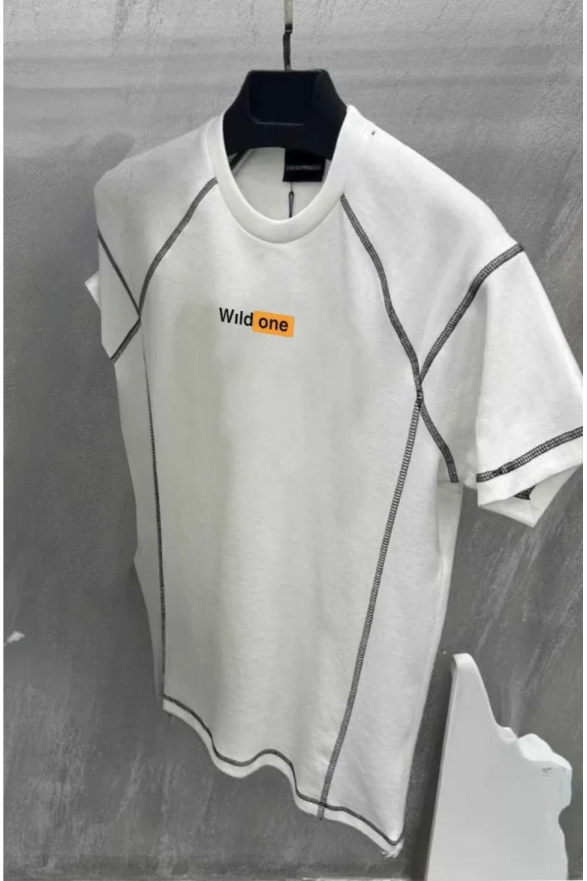 DEAG Unisex Dikişli Baskılı Oversize T-Shirt - Beyaz