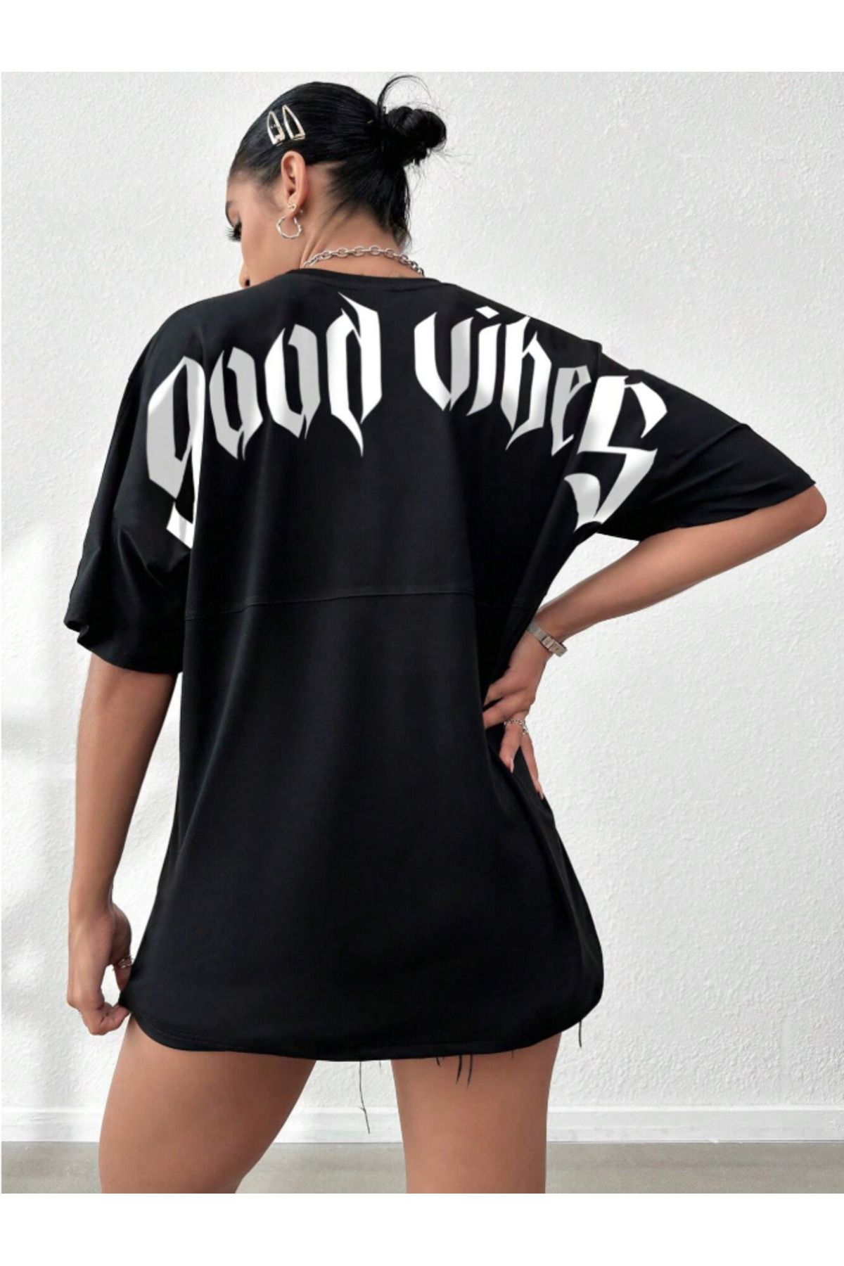 COHERENT Unisex Erkek/Kadın GOOD Özel Baskılı Oversize Pamuklu T-Shirt