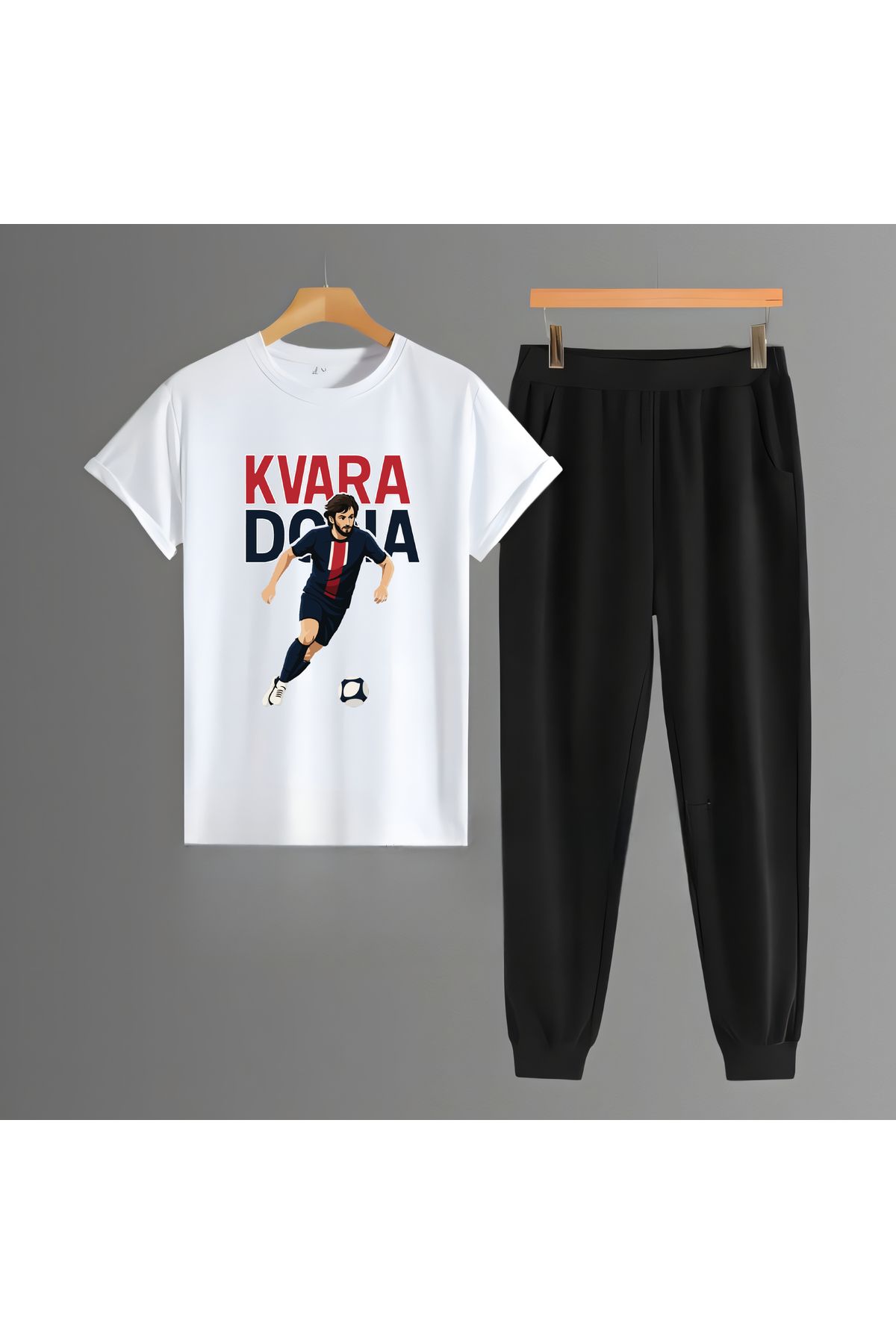 Biy Store Khvicha Kvaratskhelia fotoğraflı futbol forma baskılı unisex eşofman