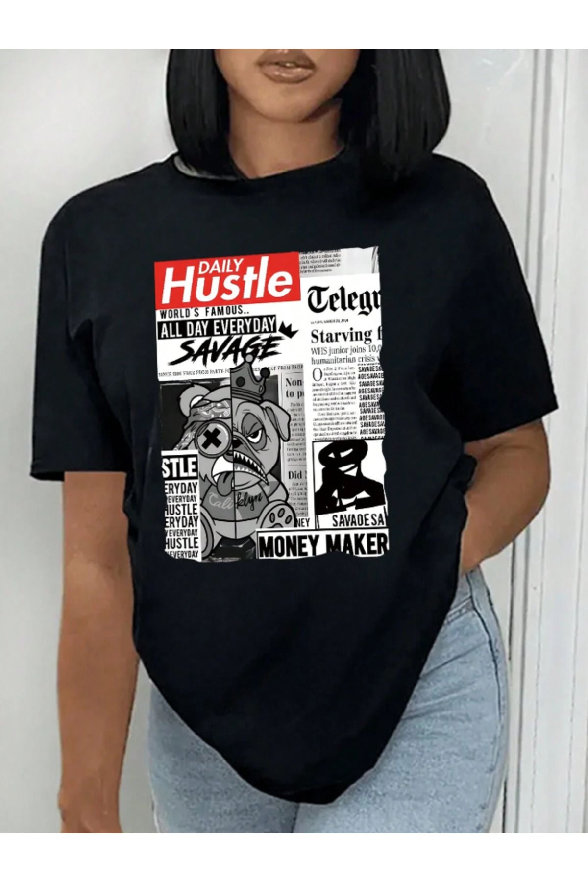 COHERENT Unisex Erkek/Kadın DAILY Özel Baskılı Oversize Pamuklu T-Shirt