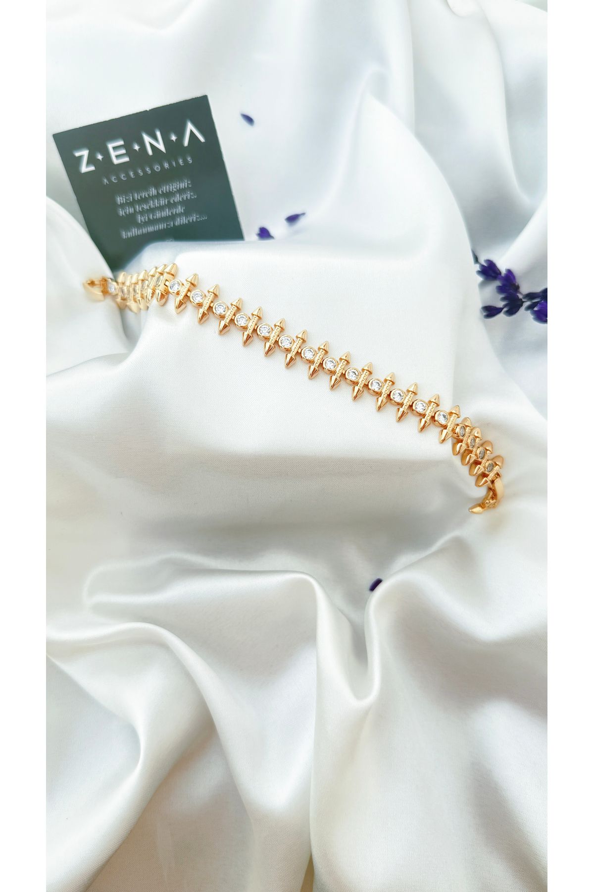 ZENA ACCESSORİES Taşlı Mızrak Rose Çelik Bileklik