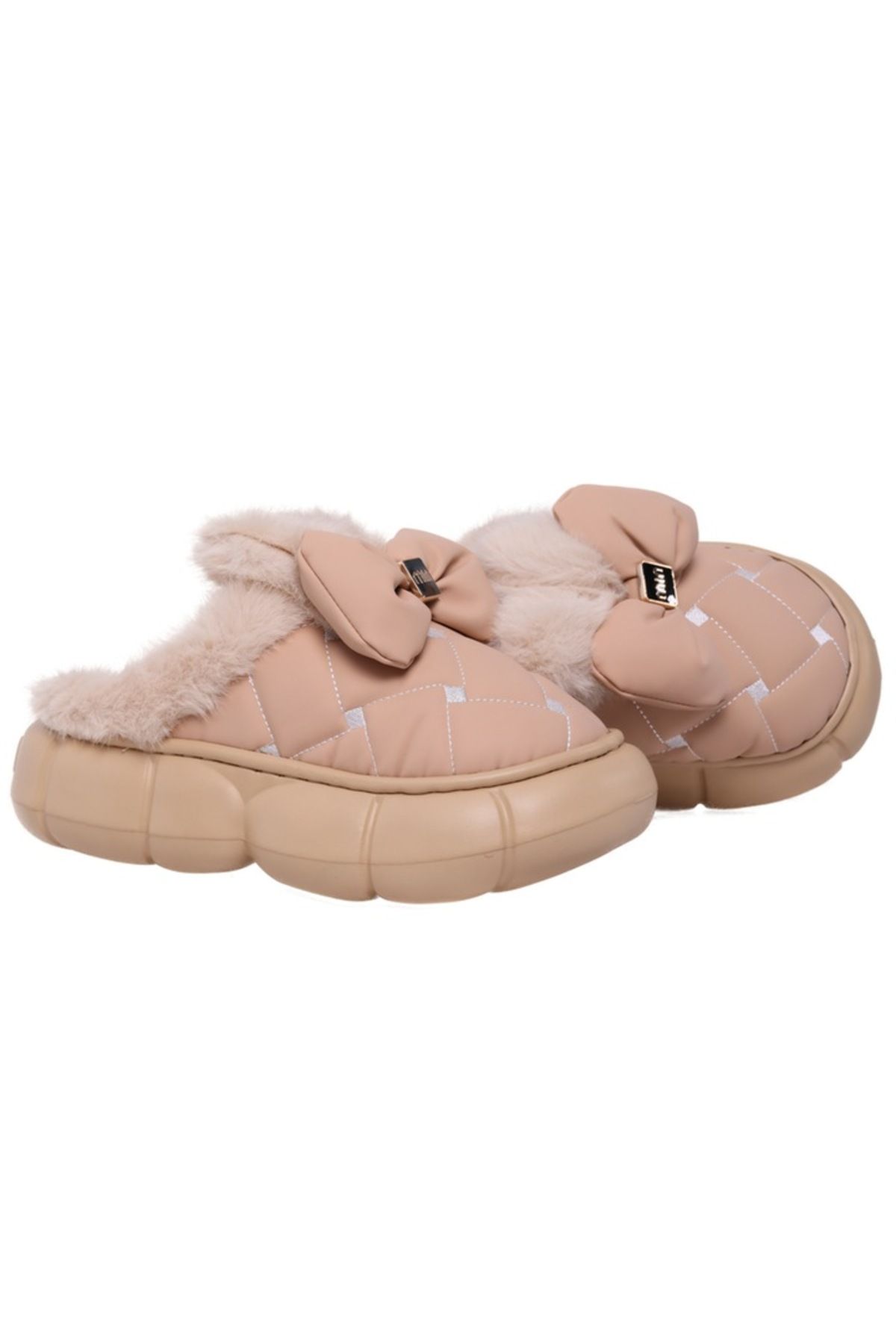 Generic-Papuci de damă cu căptușeală din blană, talpă groasă din EVA, pentru interior/exterior, roz, mărimea 36-37 4