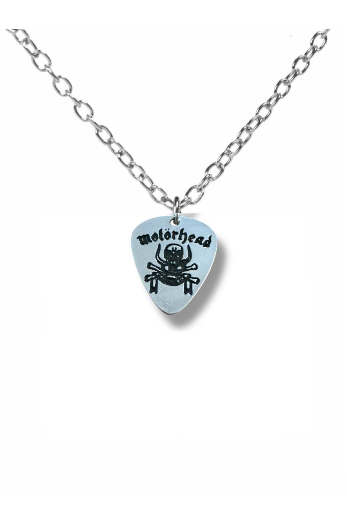 Herşey Nota Motörhead Rock Müzik Grubu Pena Şeklinde Çift Taraflı Rock İşaretli Unisex Metal Kolye