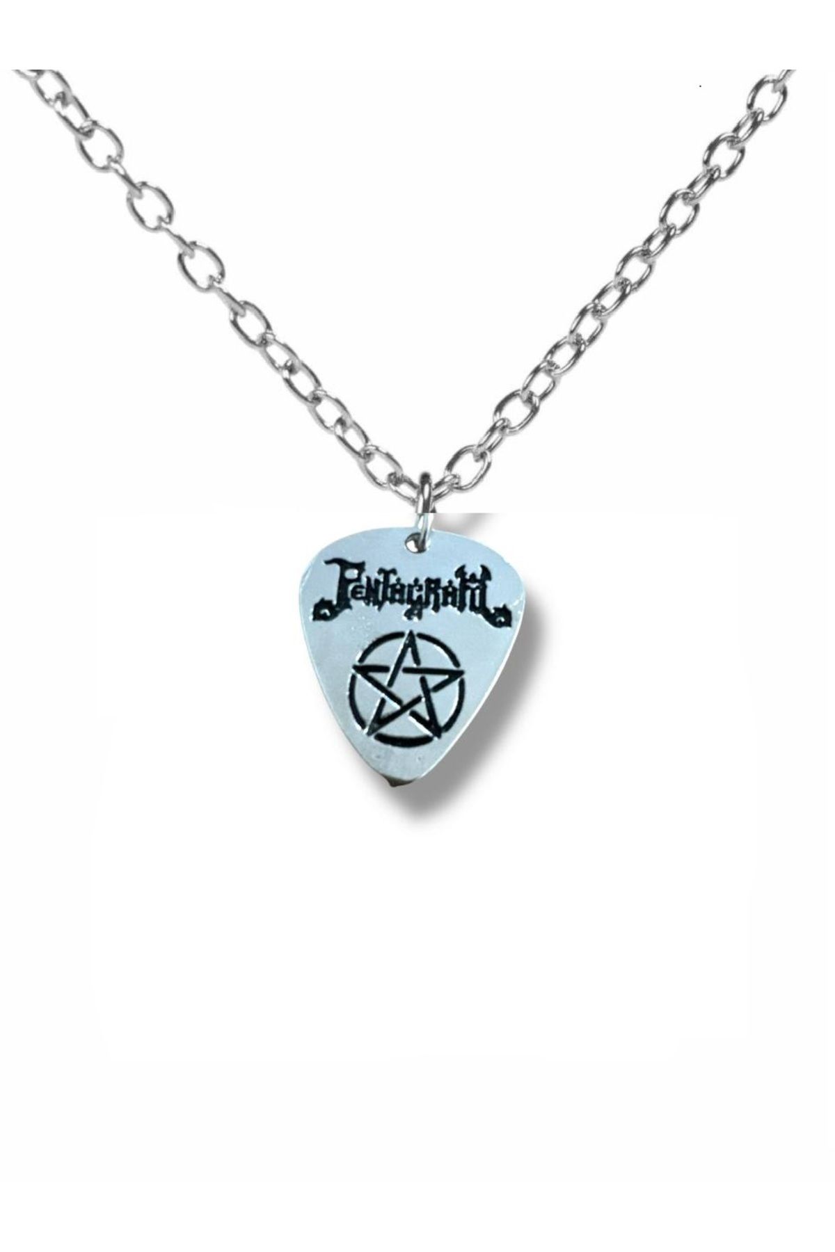 Herşey Nota Pentagram (Mezarkabul) Metal Grubu Pena Şeklinde Çift Taraflı Rock İşaretli Metal Anahtarlık
