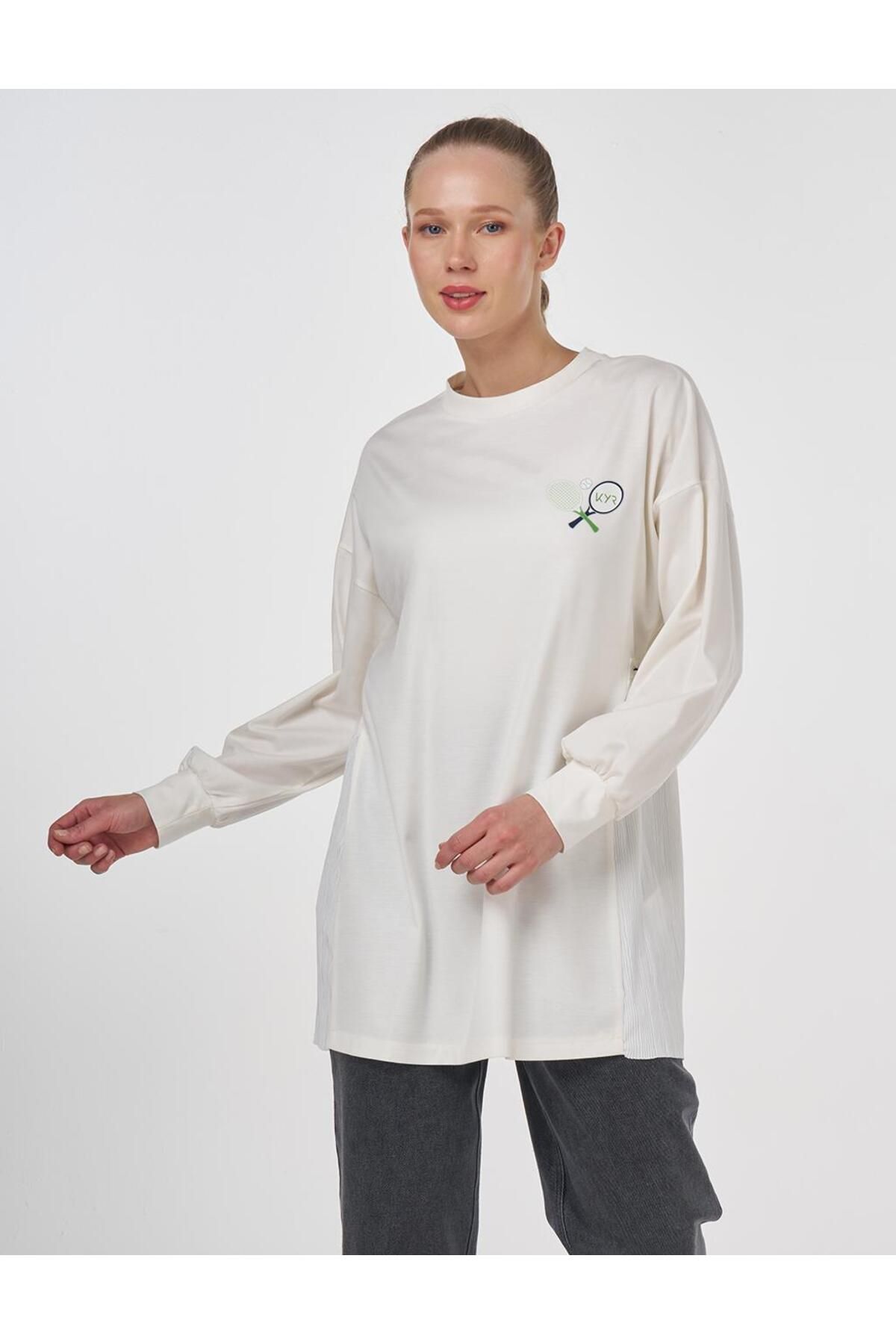 KYR Görsel Baskılı Örme Sweatshirt Ekru