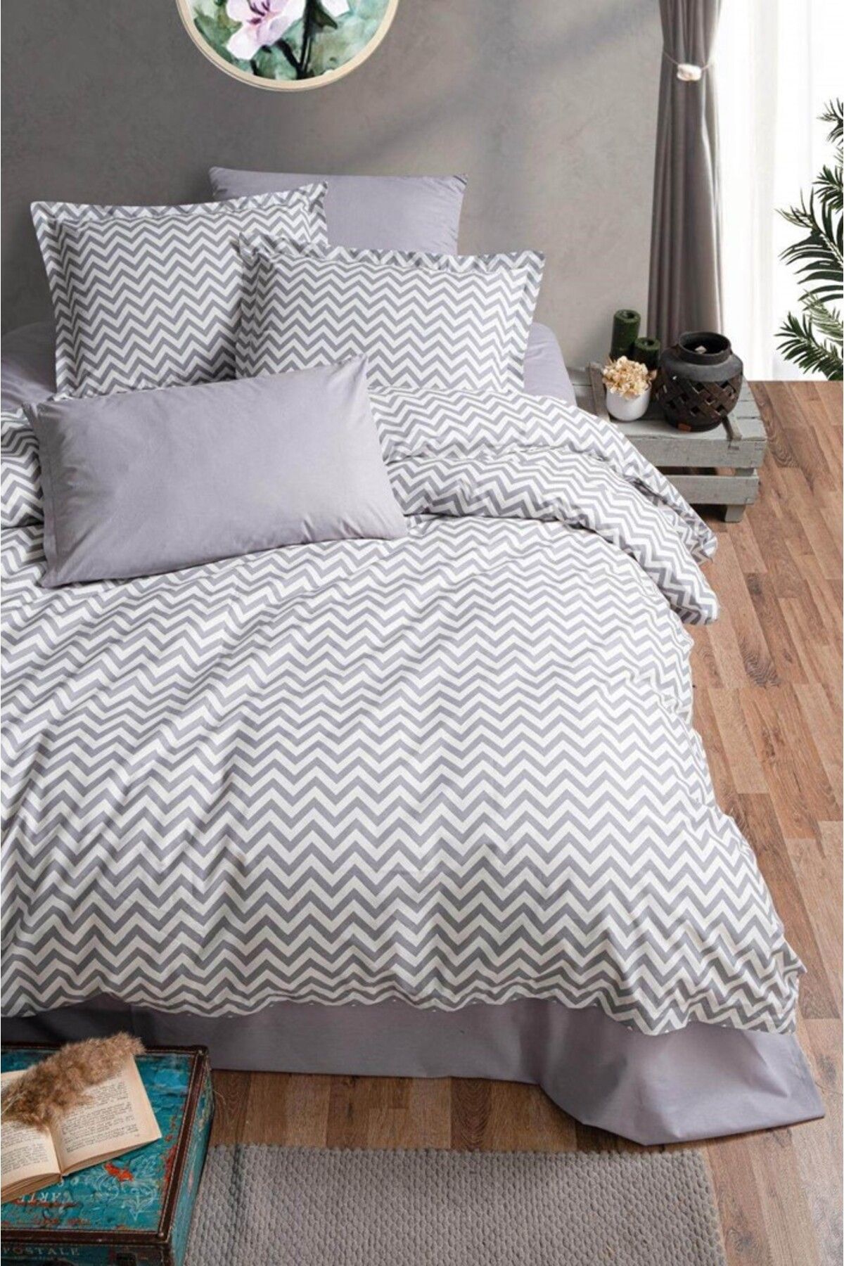 NEWSET Çift kişilik 57 tel %100 pamuk çizgili nevresim set