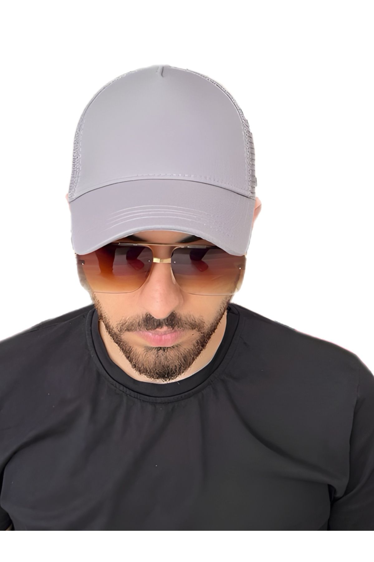 ZERAMİNE Düz Şapka Unisex Spor Şapka Fileli Gri
