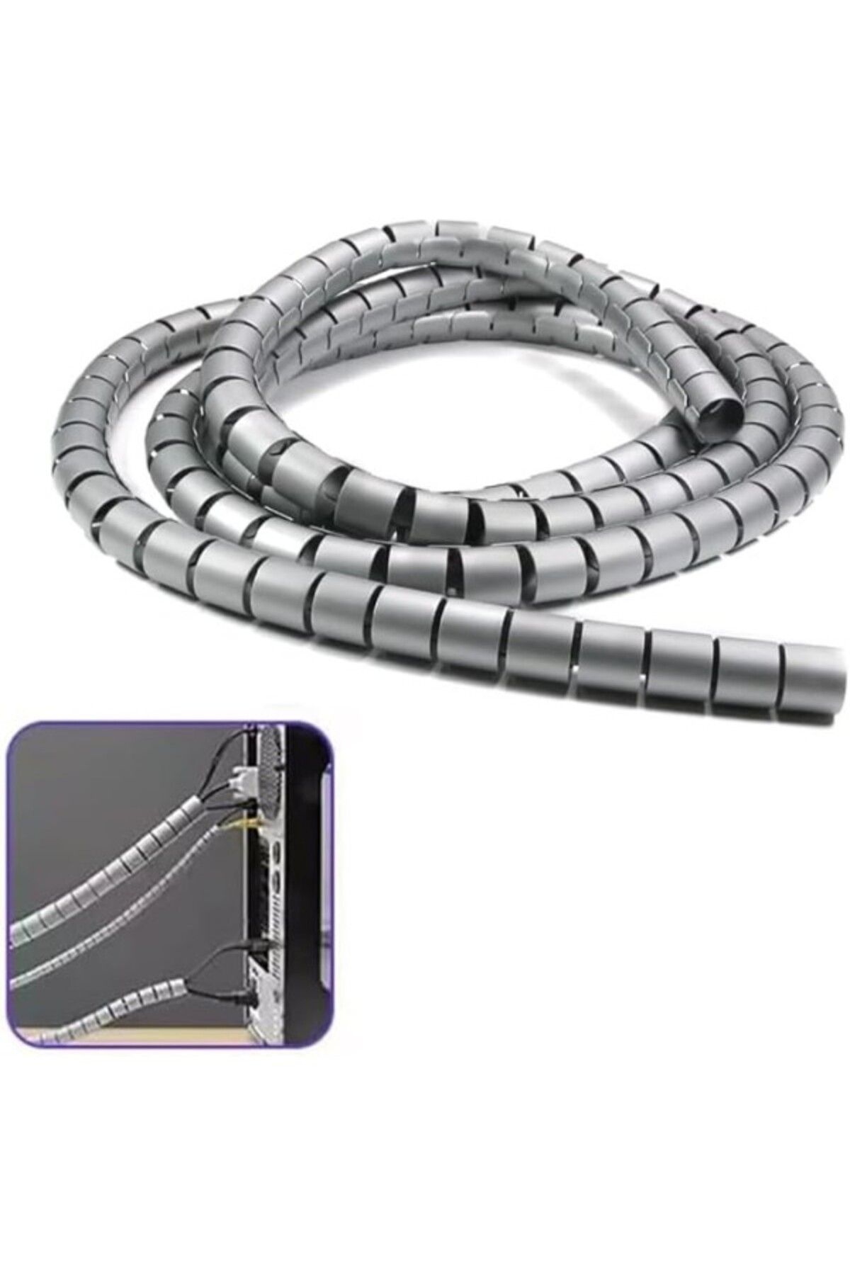 ShopZum Güncelçarşı 1 Mt X 16 Mm Spiral Boru Kablo Kanalı Kablo Fiş Düzenleyici Toplayıcı Kordon Kablo