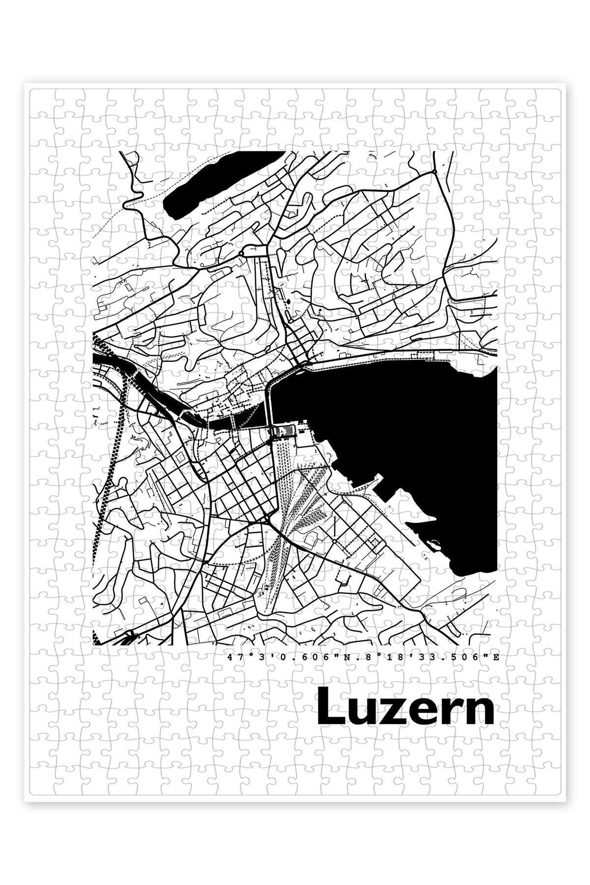 Jeronkarji Luzern Şehir Haritası 500 Parça Puzzle Yapboz Şehir Manzara Temalı Hobilik