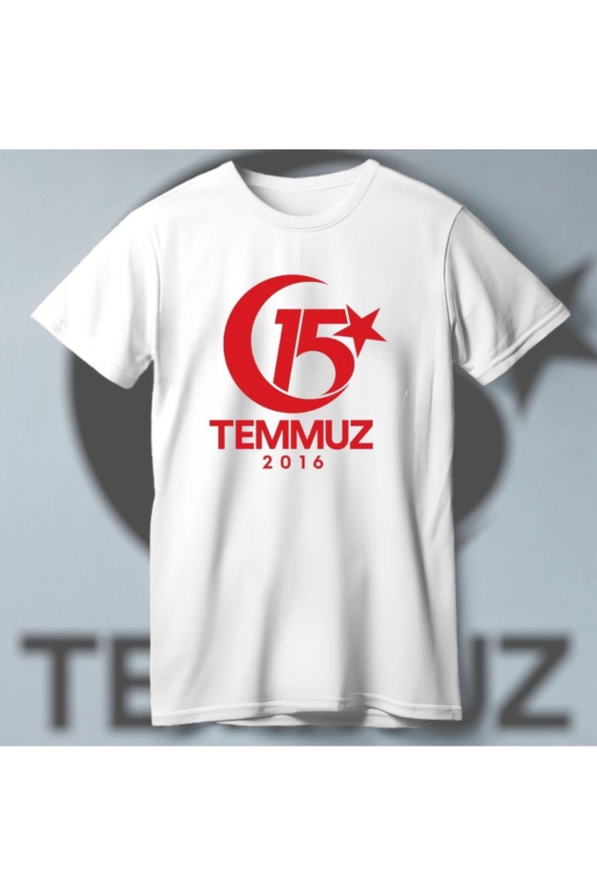 DEAG 15 Temmuza Özel Tasarım 2016 Baskılı T-shirt - Beyaz