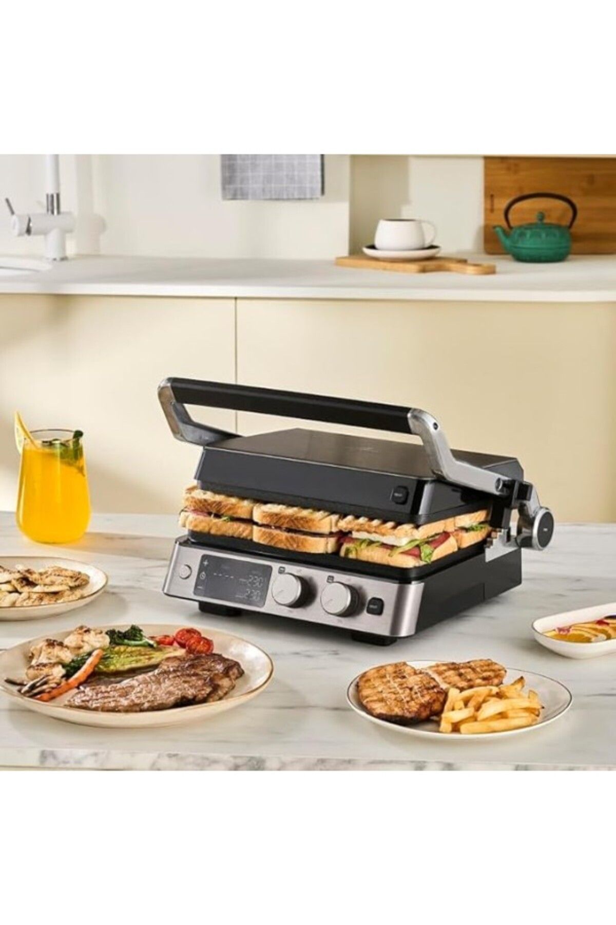ShopZum Karaca Compact Steel Inox 2008 Izgara Ve Tost Makinesi