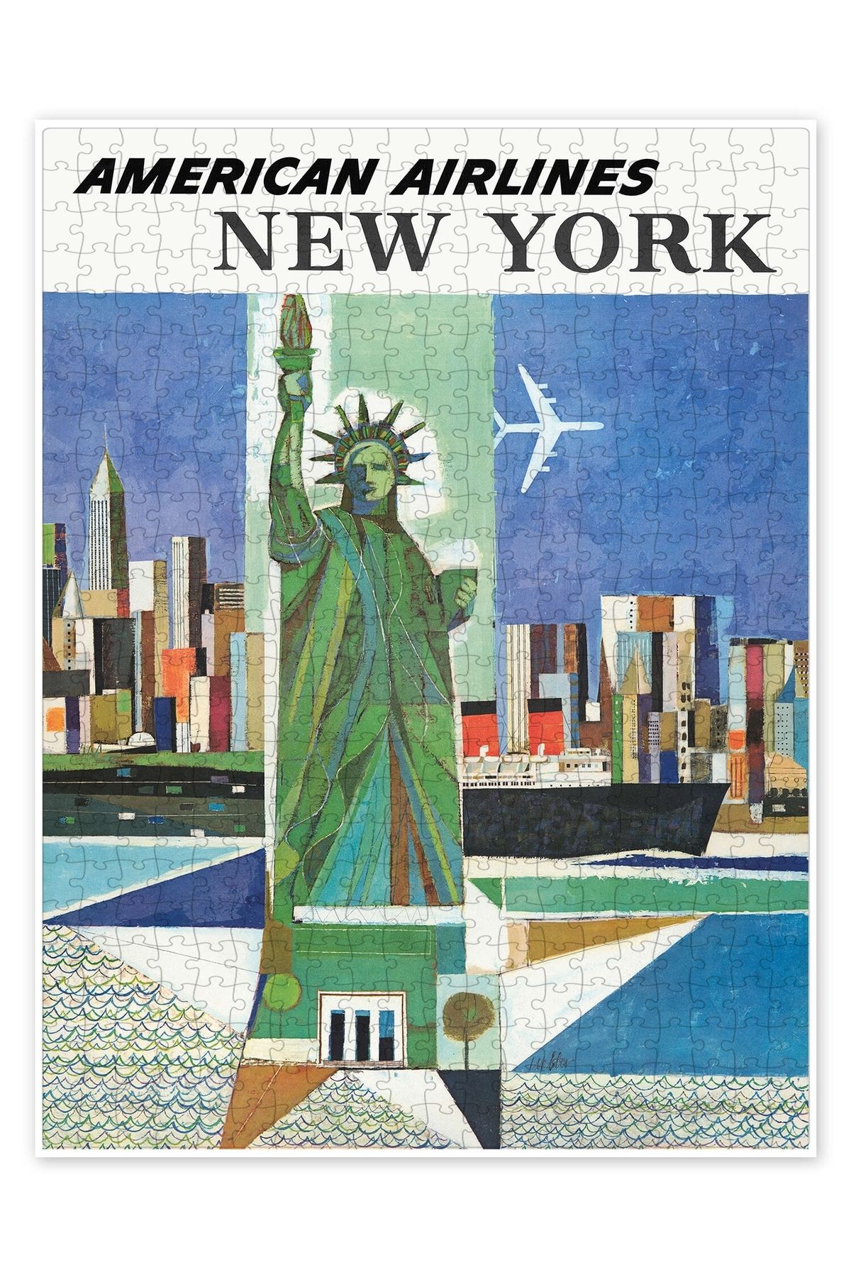 Jeronkarji American Airlines, New York 500 Parça Puzzle Yapboz Şehir Manzara Temalı Hobilik