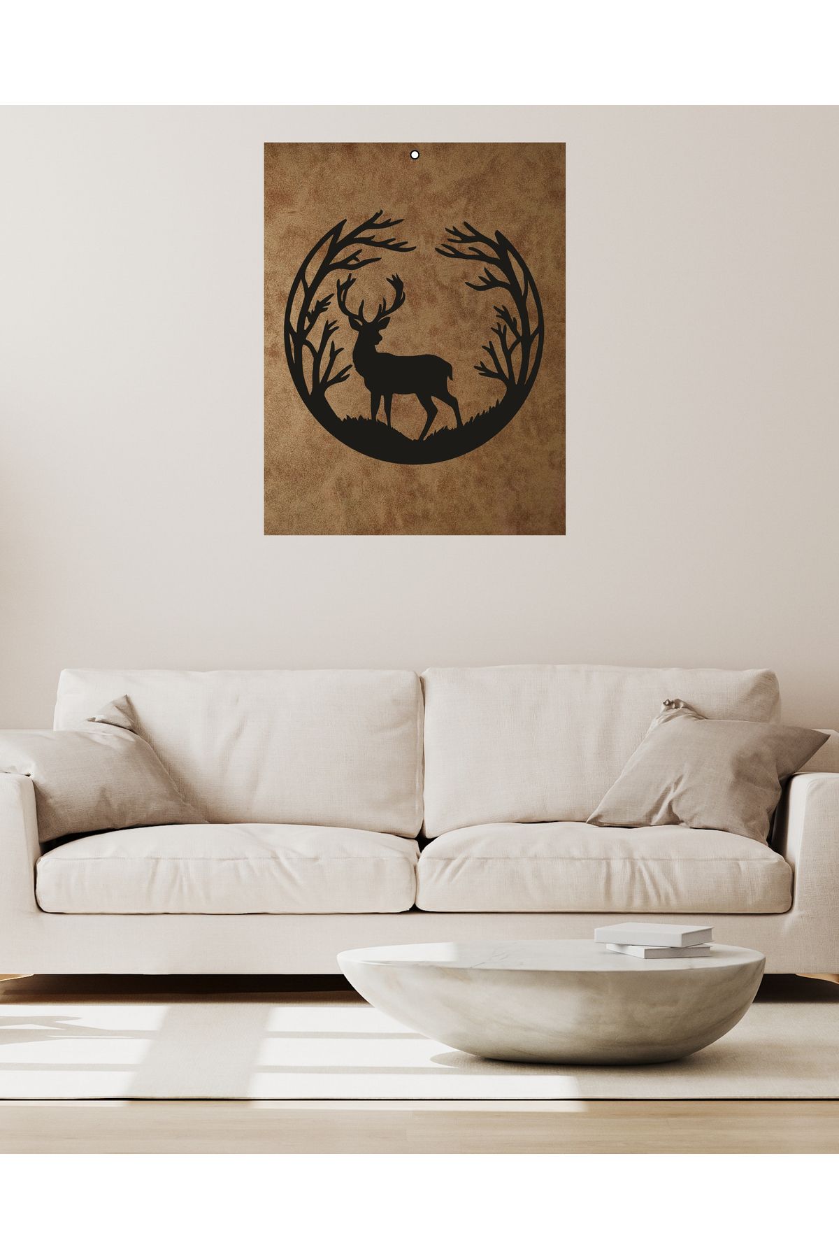 Grand Fine Art Çerçevesiz Süet Deri Üzerine Lazer Kesim Siyah Mdf Tablo Geyik