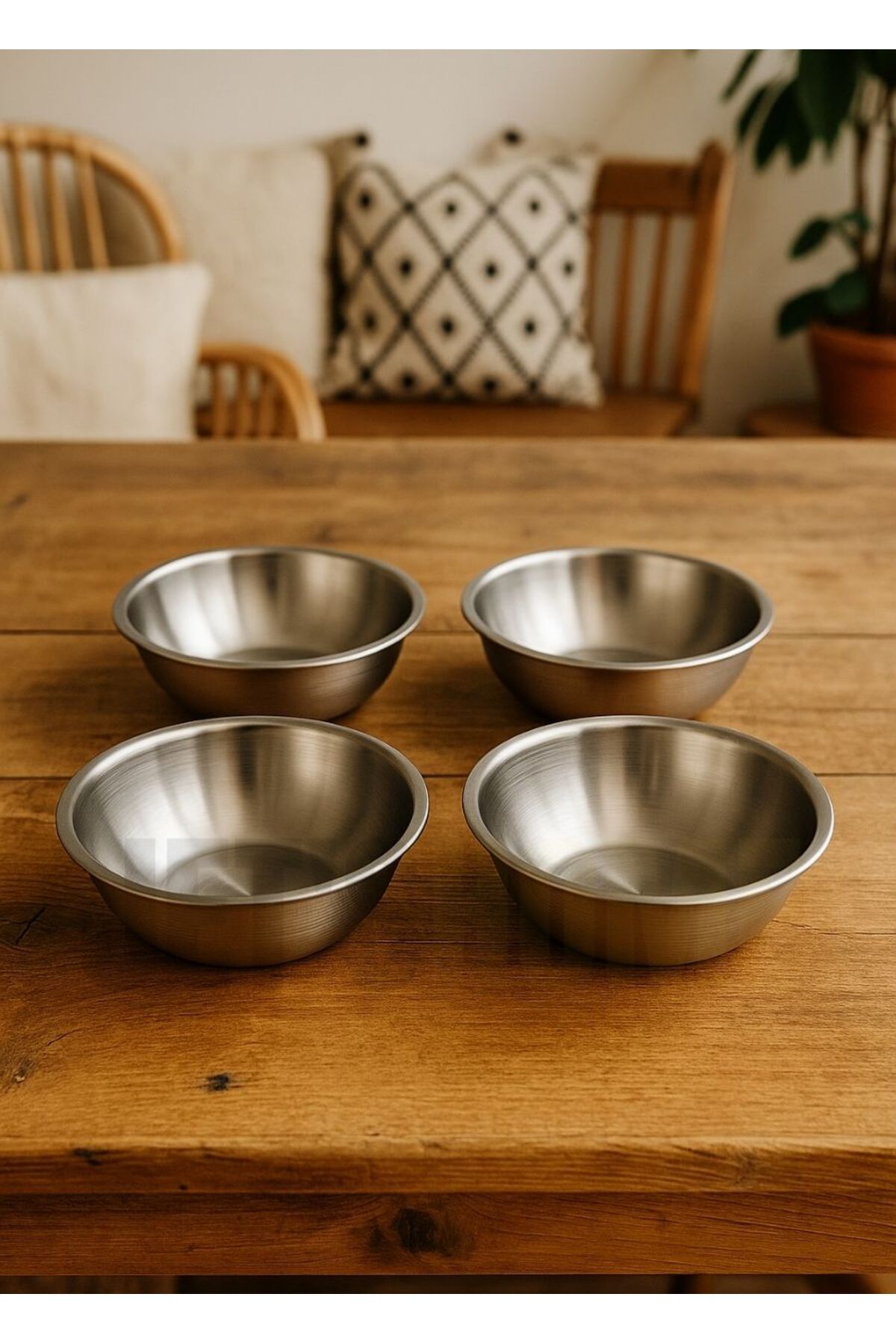 Jet's Home 4'lü Set Sağlıklı Paslanmaz Çelik Kase - Çok Yönlü Çorba, Salata ve Meyve Kabı 350 ml No 1