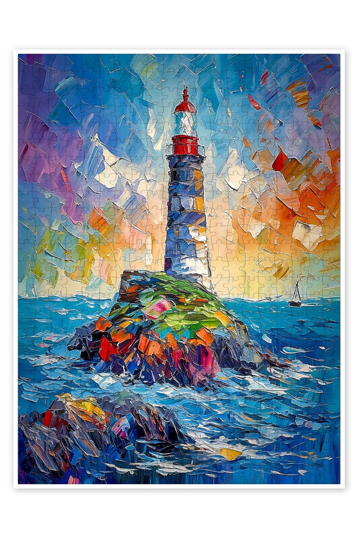 Jeronkarji Deniz Feneri 500 Parça Puzzle Yapboz Bohem Soyut Sanat Temalı