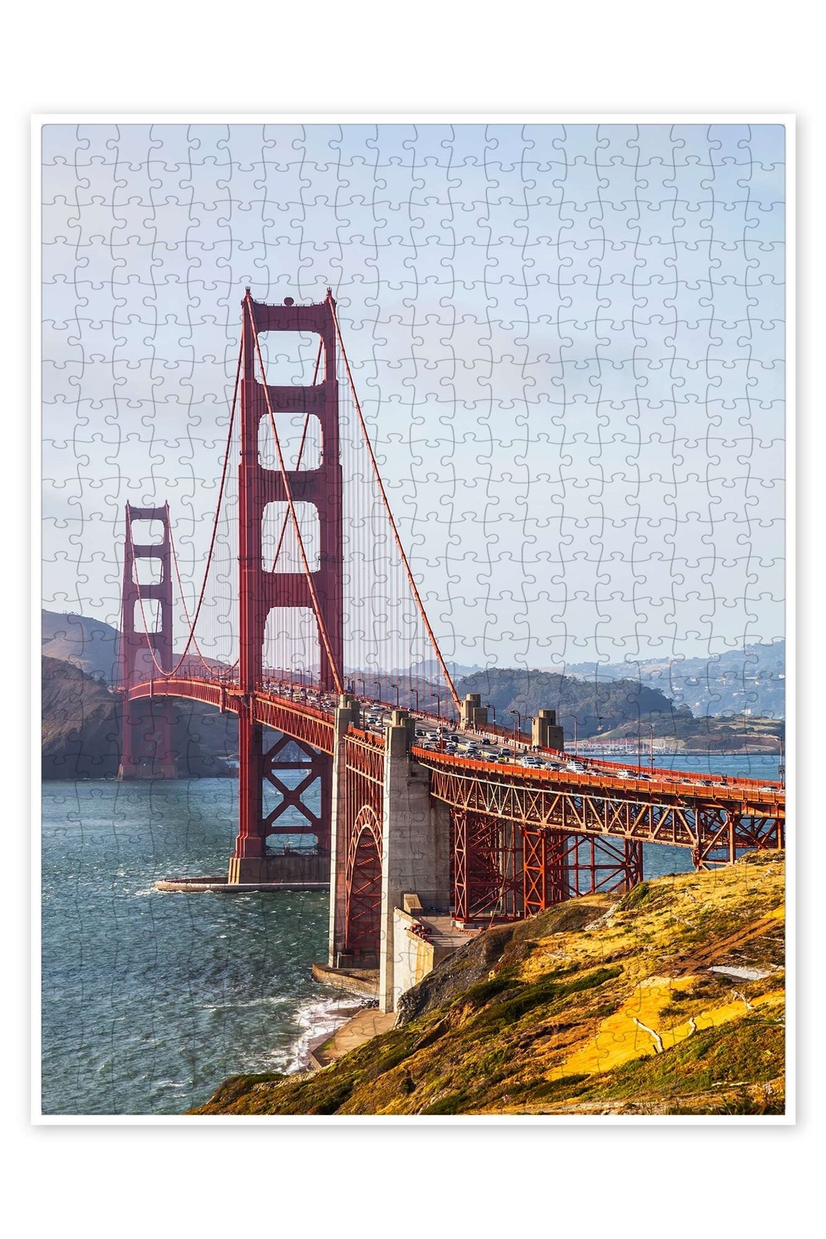 Jeronkarji San Francisco'daki Golden Gate Köprüsü 500 Parça Puzzle Yapboz Şehir Manzara Temalı Hobilik