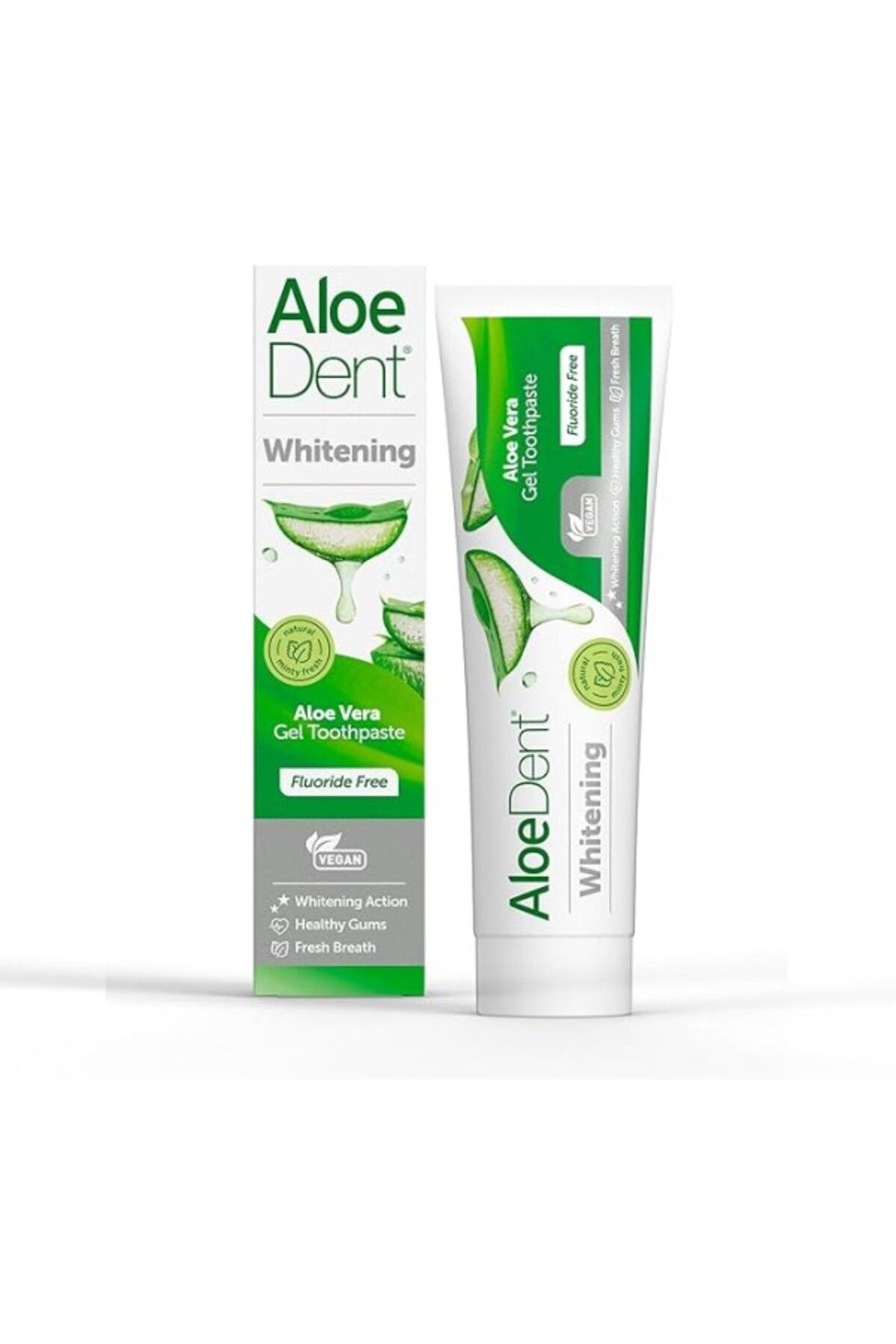 ShopZum Aloe Dent Beyazlatıcı Aloe Vera Diş Macunu Florürsüz, Doğal Etkili, Vegan, Zulüm İçermez, Sls