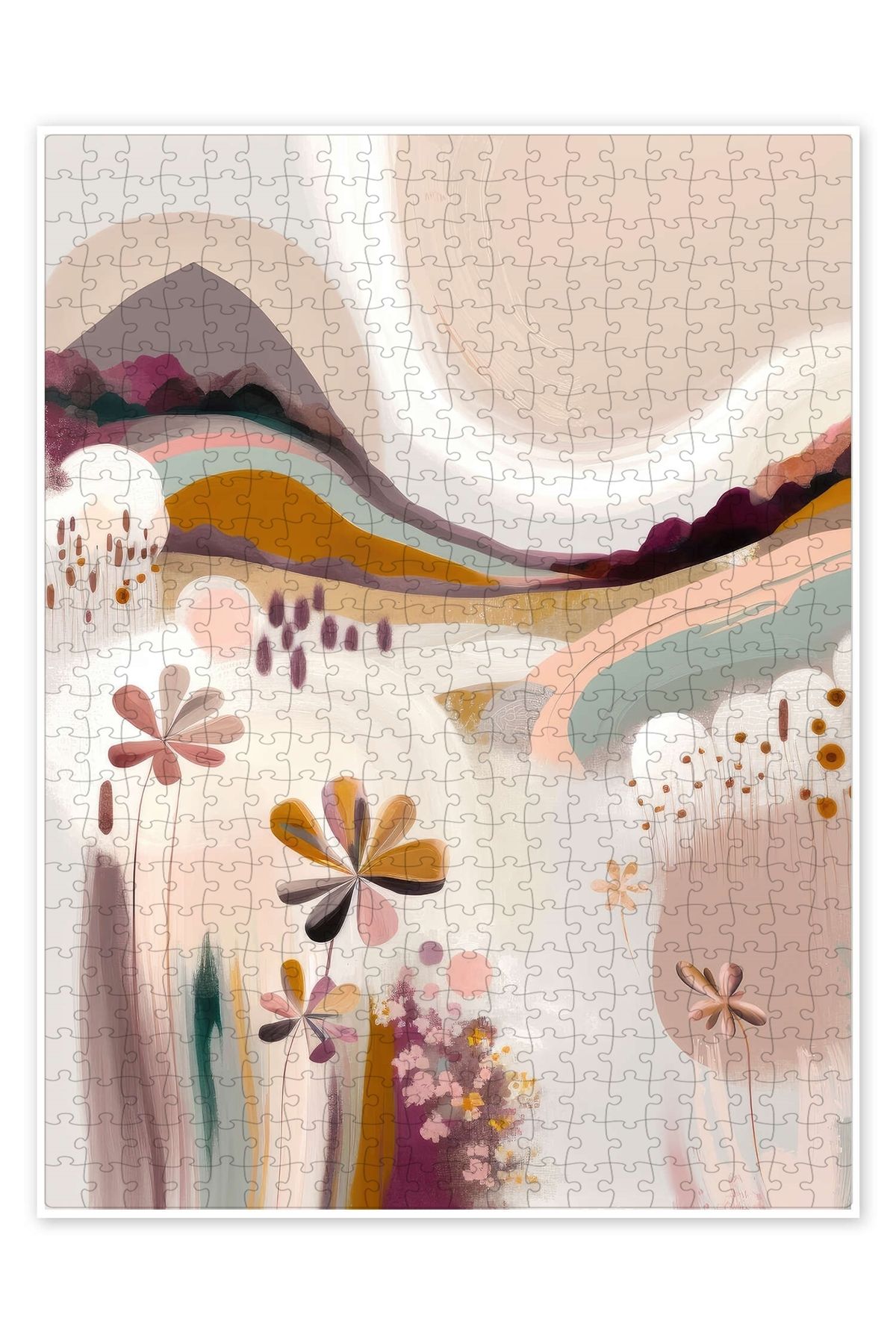 Jeronkarji Renkli Çiçekli Tepeler 500 Parça Puzzle Yapboz Bohem Soyut Sanat Temalı