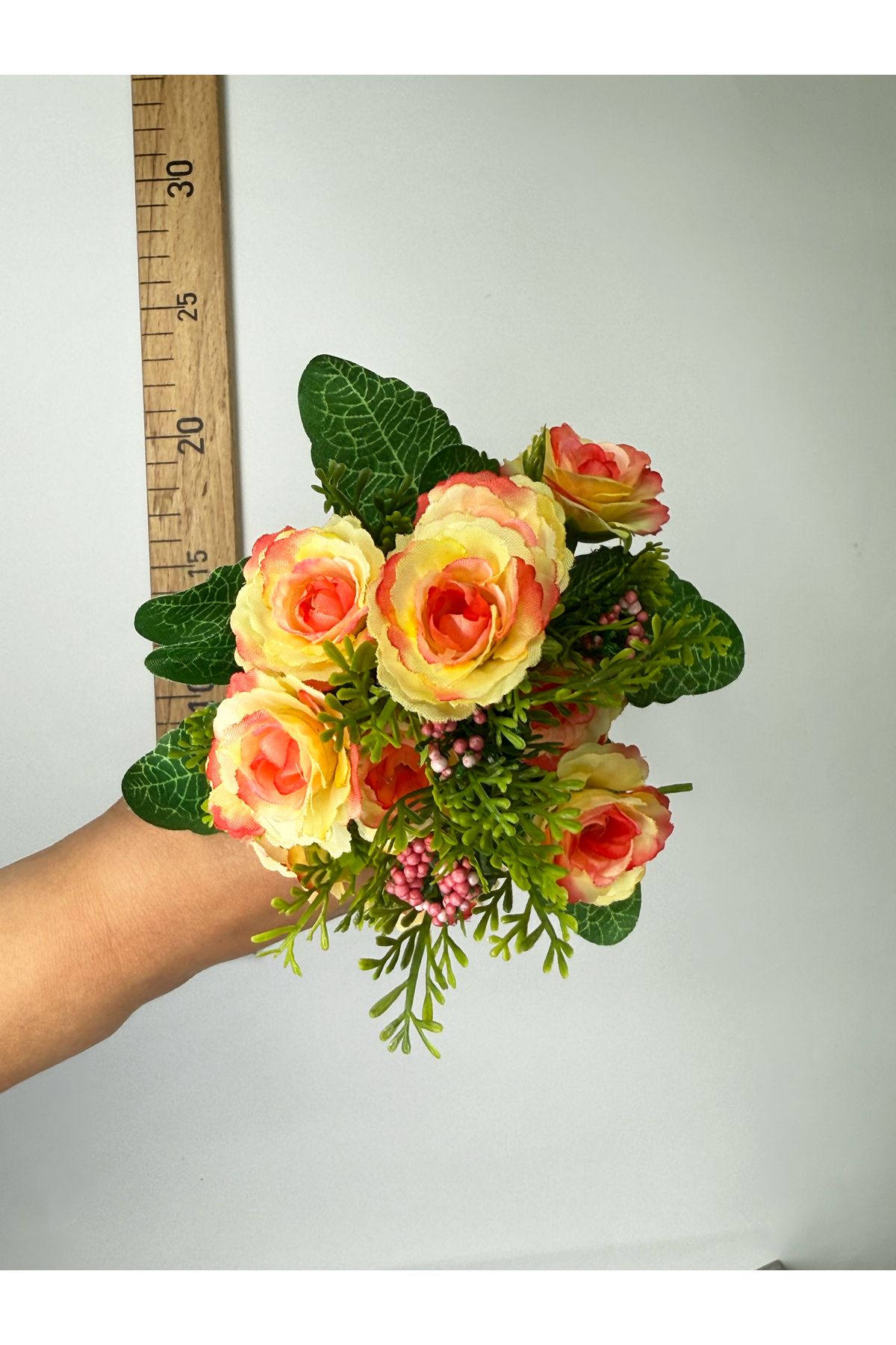 Hobi Stok Yapay Yaban Gülü Gülen Yüz Çiçeği Küçük Demet - Yapay Çiçek - El Çiçeği - Plastik Çiçek - 30cm