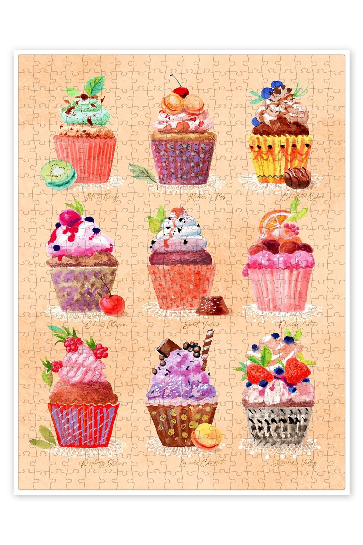 Jeronkarji Cupcake koleksiyonu 500 Parça Puzzle Yapboz Mutfak Temalı Yetişkinler için