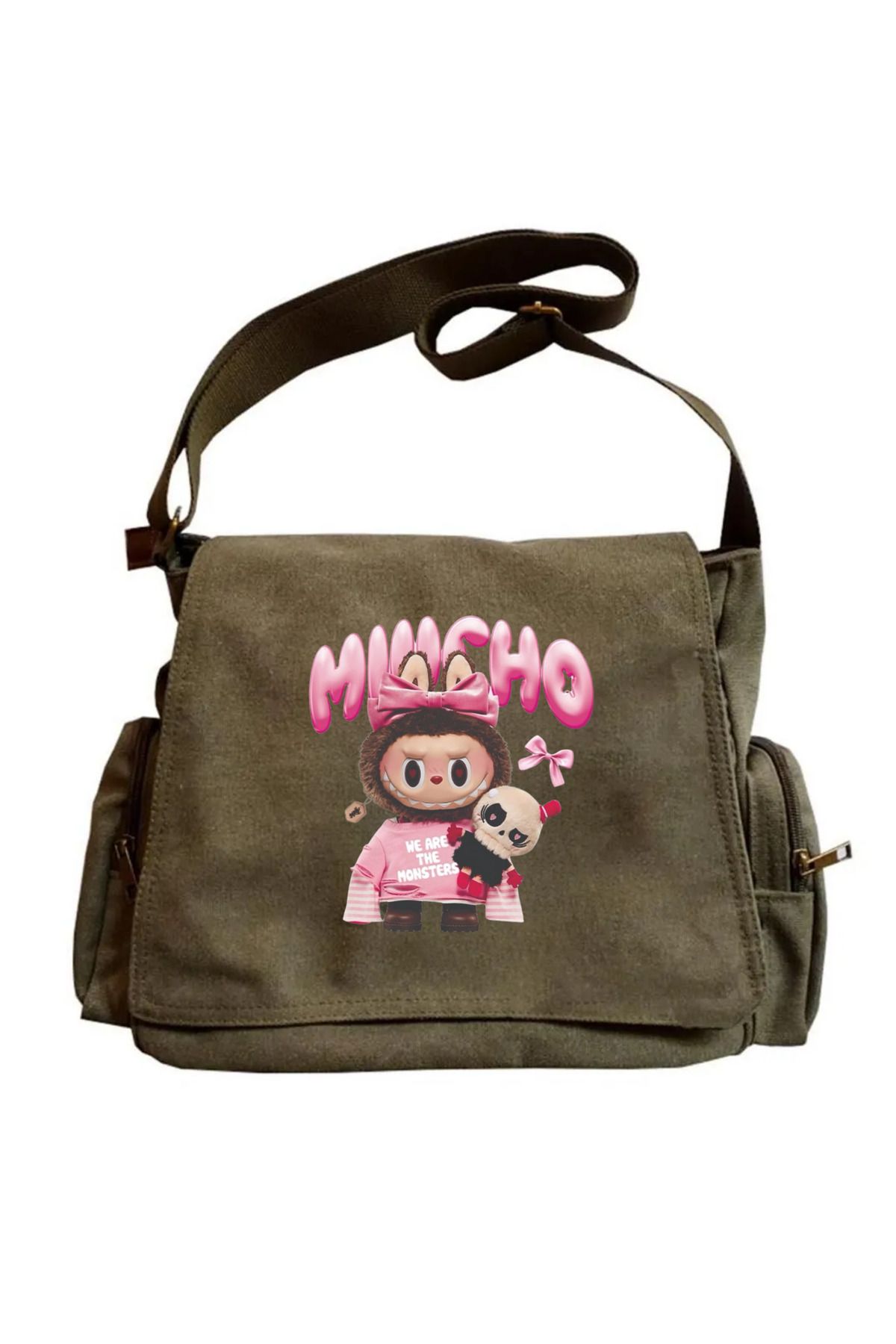 Toum Cute Labubu Mucho Baskılı Unisex Postacı Çantası