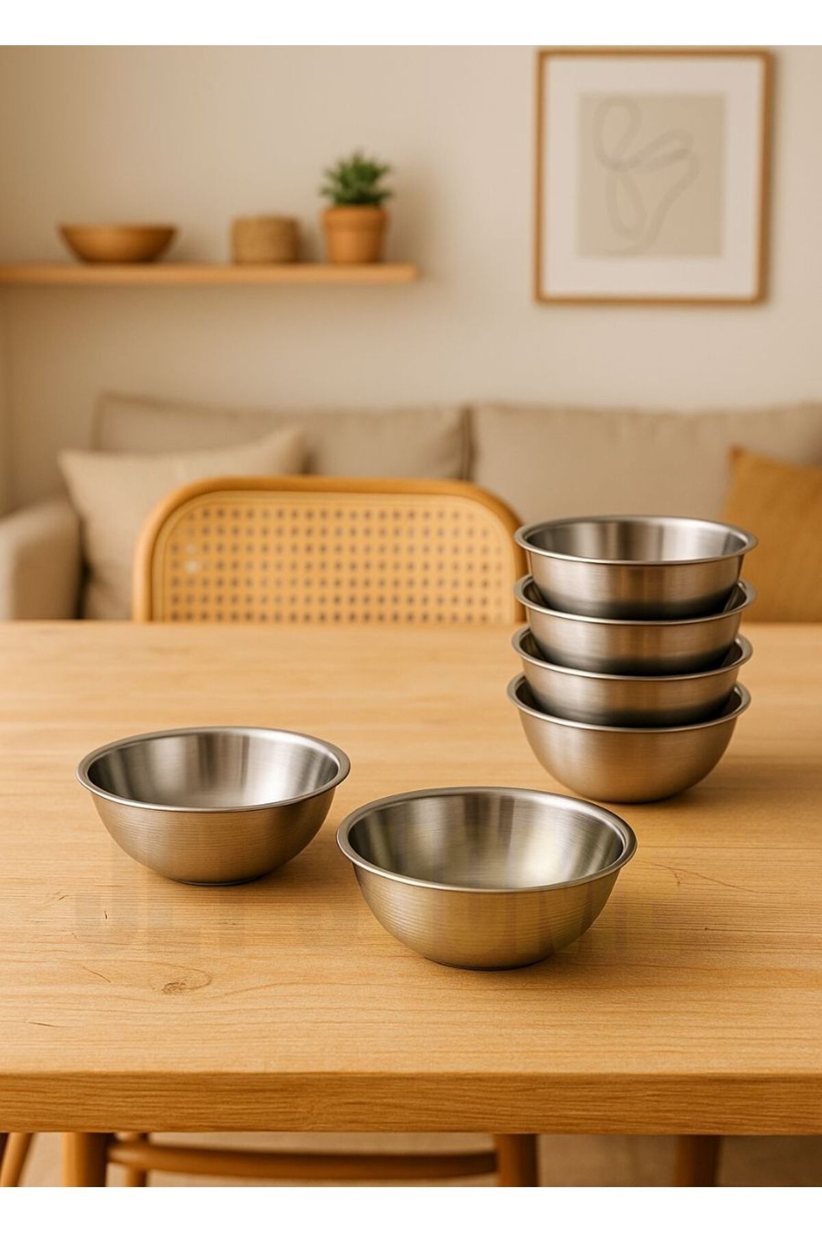 Jet's Home 6'lı Set Sağlıklı Paslanmaz Çelik Kase - Çok Yönlü Çorba, Salata ve Meyve Kabı 350 ml No 1