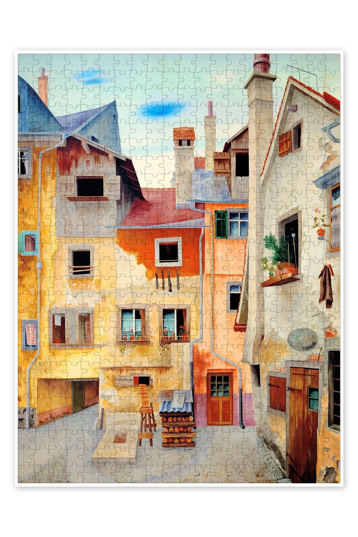 Jeronkarji Lindau'daki eski evler 500 Parça Puzzle Yapboz Şehir Manzara Temalı Hobilik